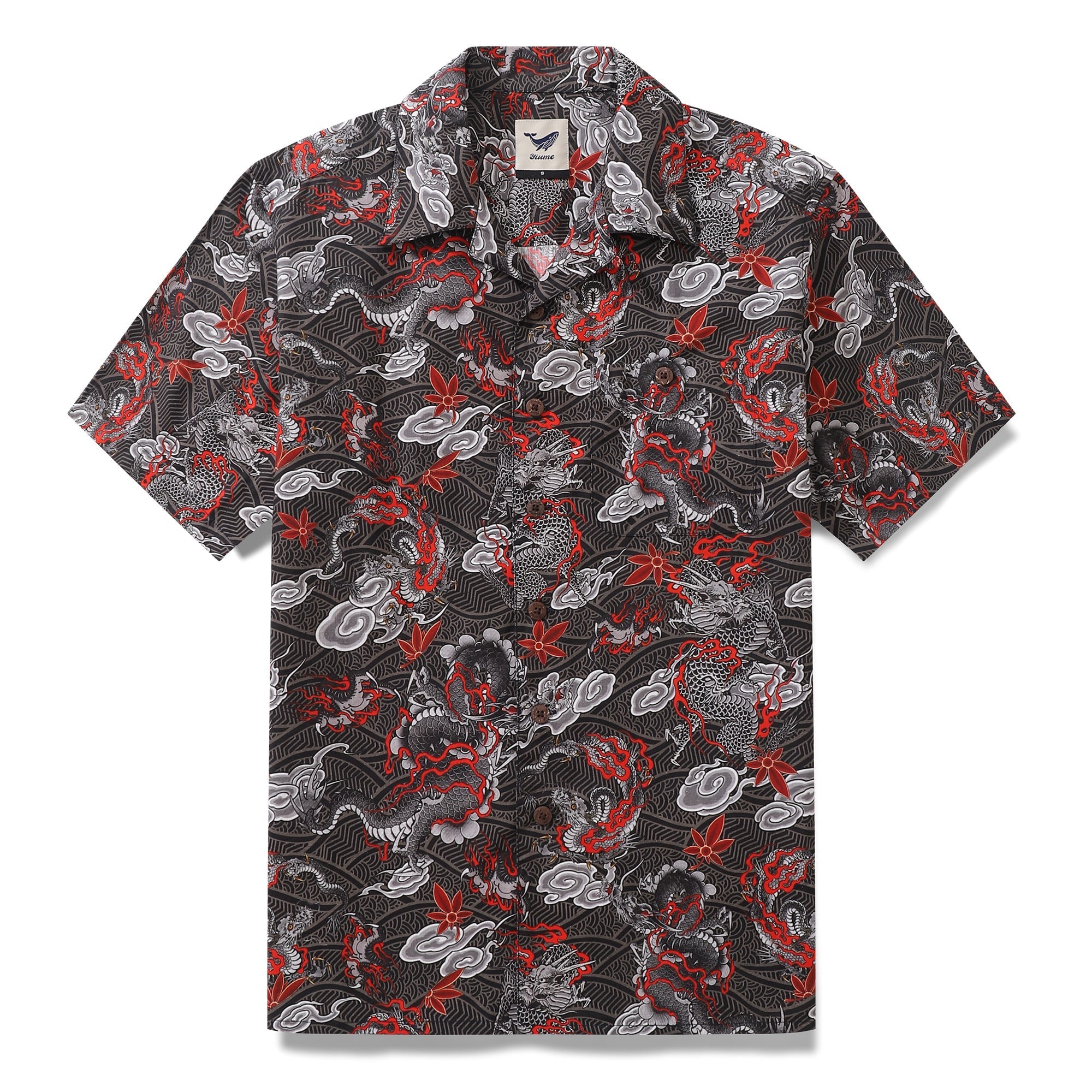 Men's Hawaiian Shirt The Dragon's Flight Print Cotton Camp Collar Short Sleeve Aloha Shirt By Sun