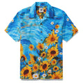 100% Cotton Hawaiian Shirt For Men Sunflowers Growing Wild Camp Collar Shirt By Sun