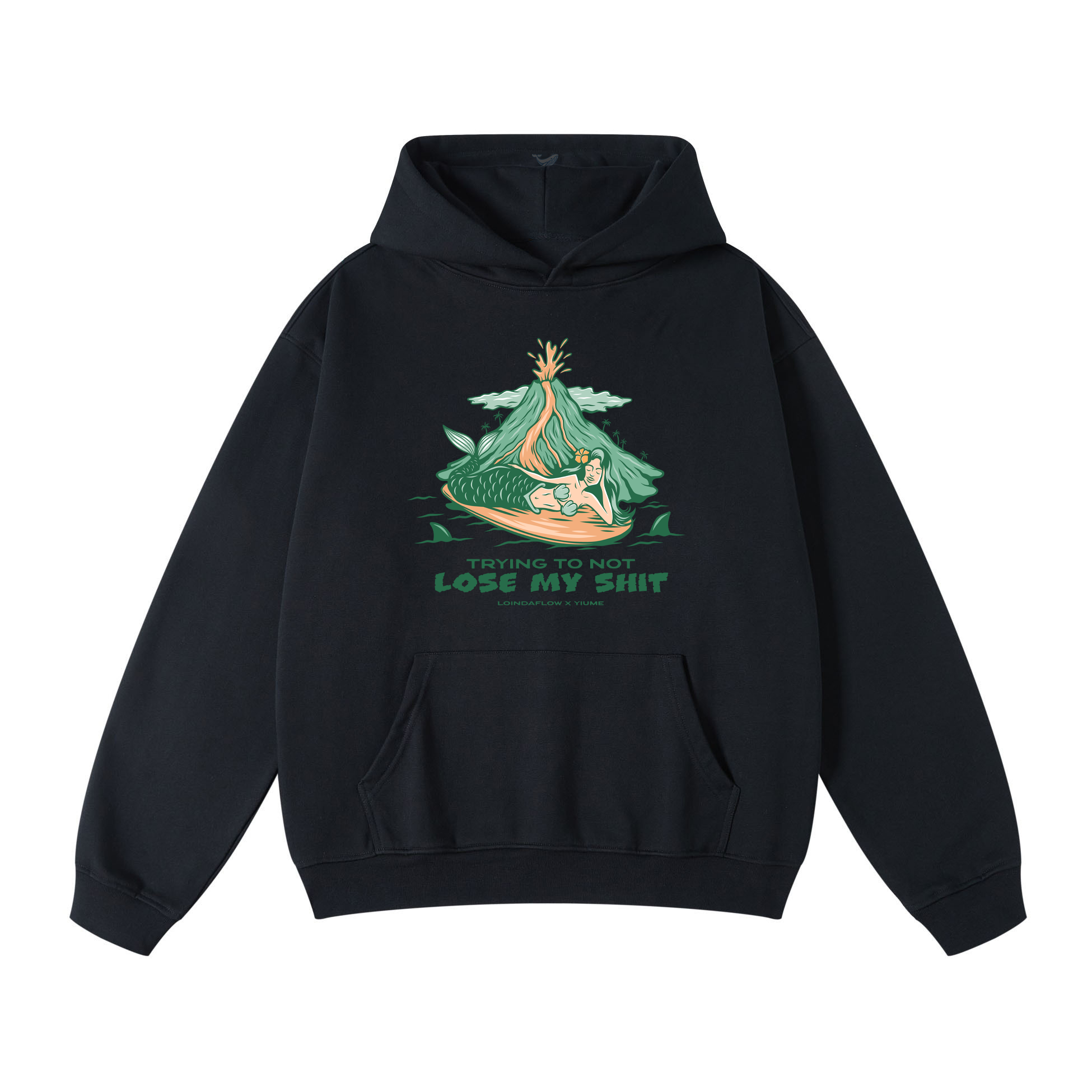 Hawaiian Hoodie For Men Hang Loose By Loindaflow Print Hoodie - BLACK By Laihha Organna