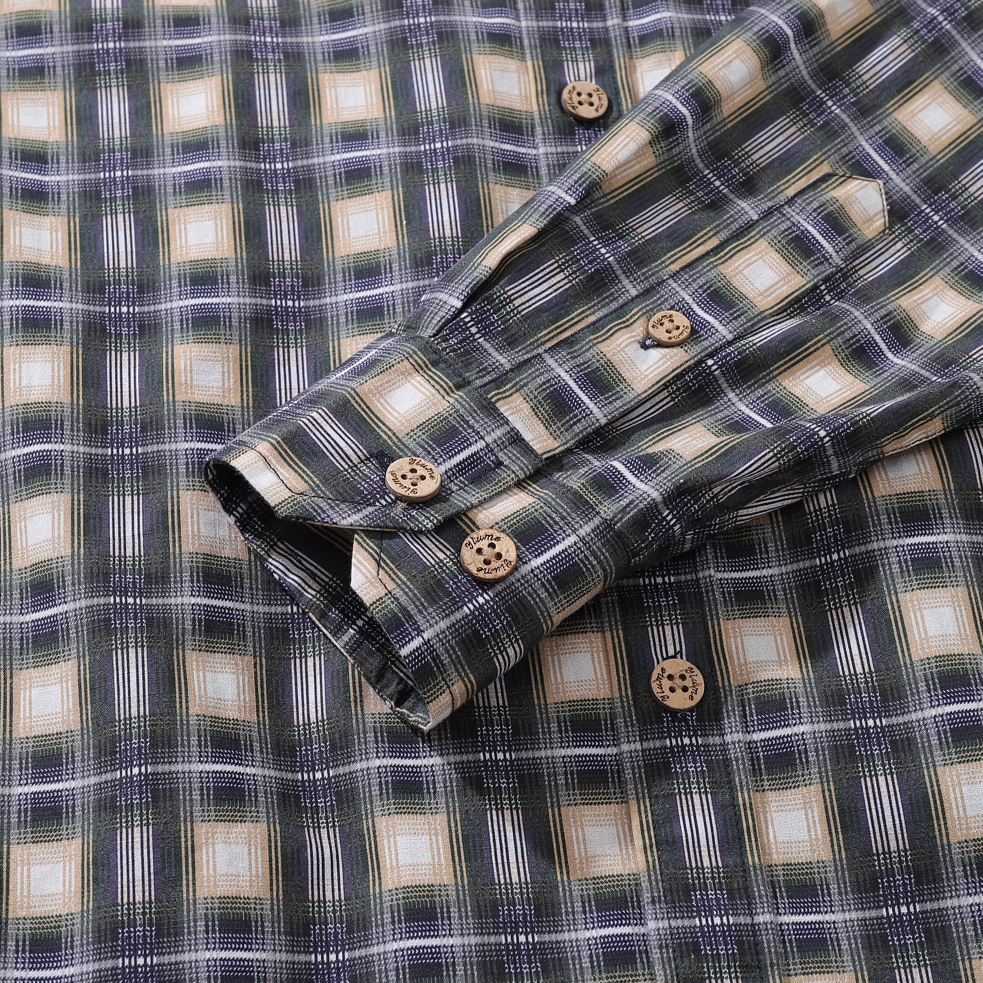 Men's Hawaiian Shirt Urban Sophistication Plaid Cotton Button-down Long Sleeve Aloha Shirt By Amy