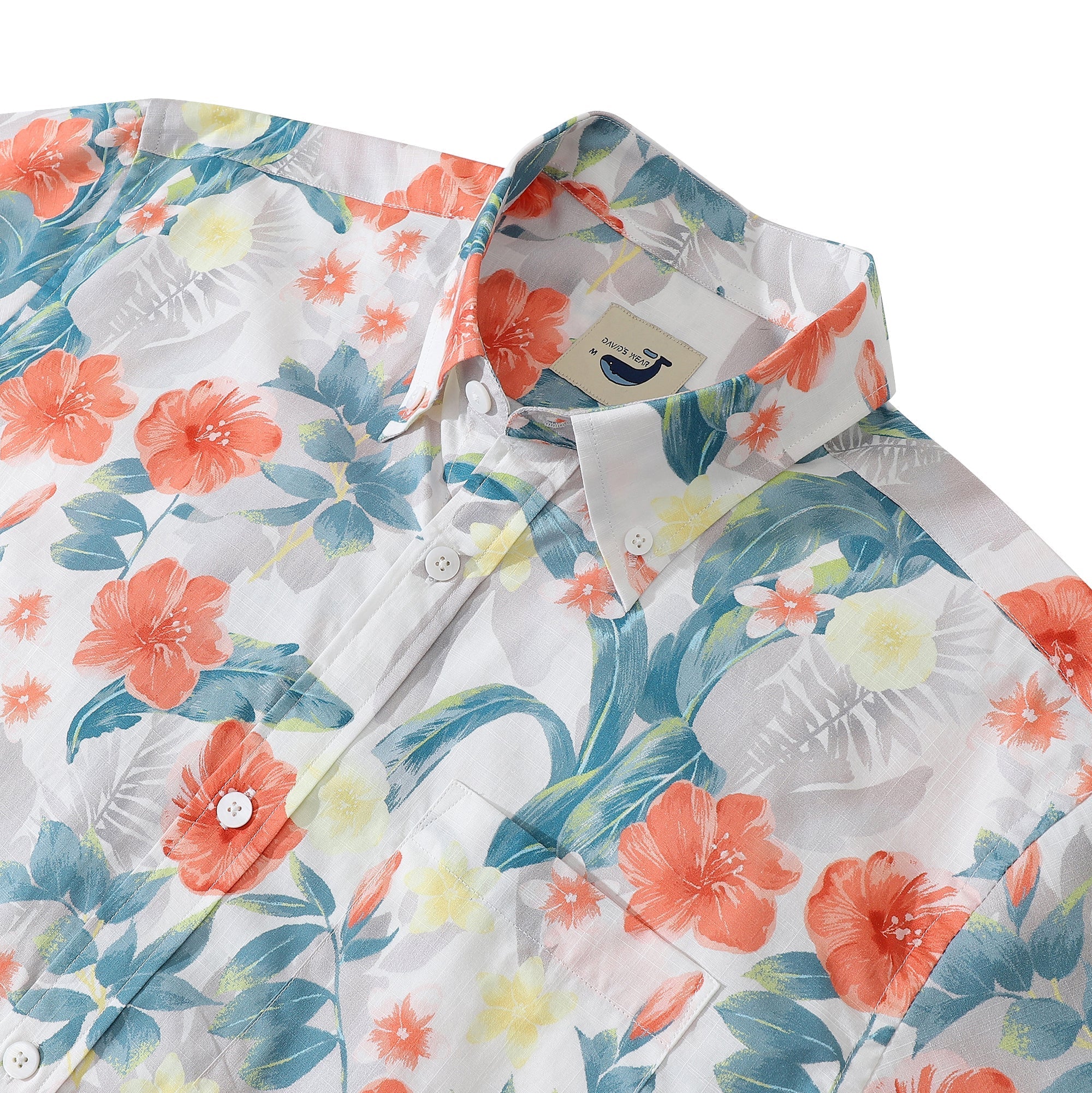 Tropical Floral Print Hawaiian Shirts For Men Short Sleeve Cotton Button Down By Evan