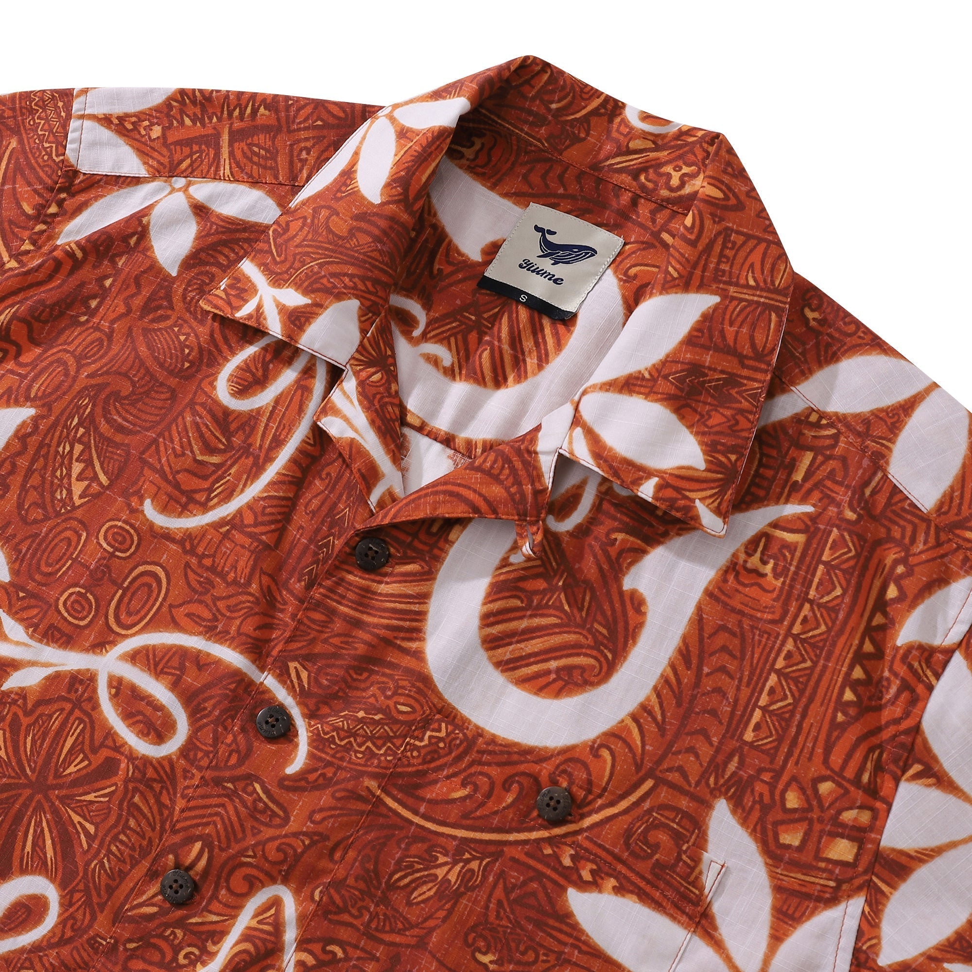 Red Hawaiian Shirt For Men Tiki Hawaii Shirt Camp Collar 100% Cotton Shirt By Sun