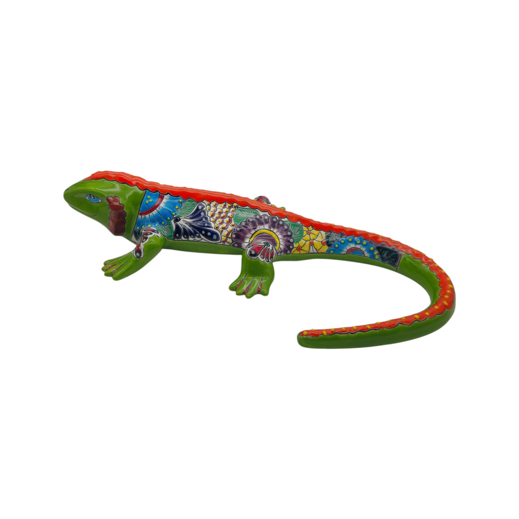 Extra Large Talavera Iguana Statue | Hand-Painted Mexican Ceramic Art