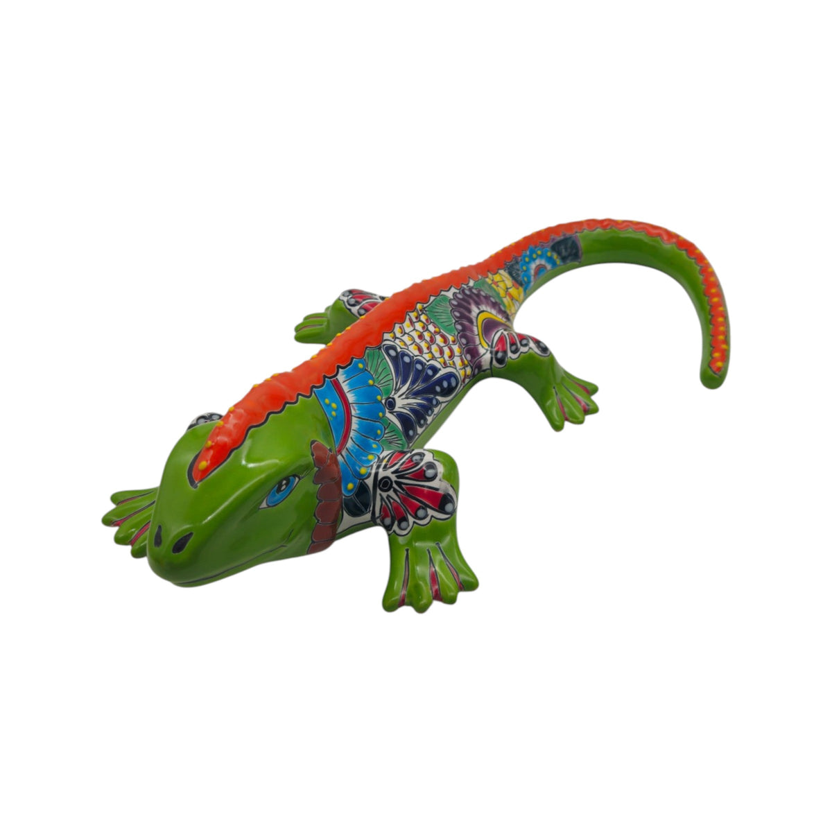 Extra Large Talavera Iguana Statue | Hand-Painted Mexican Ceramic Art