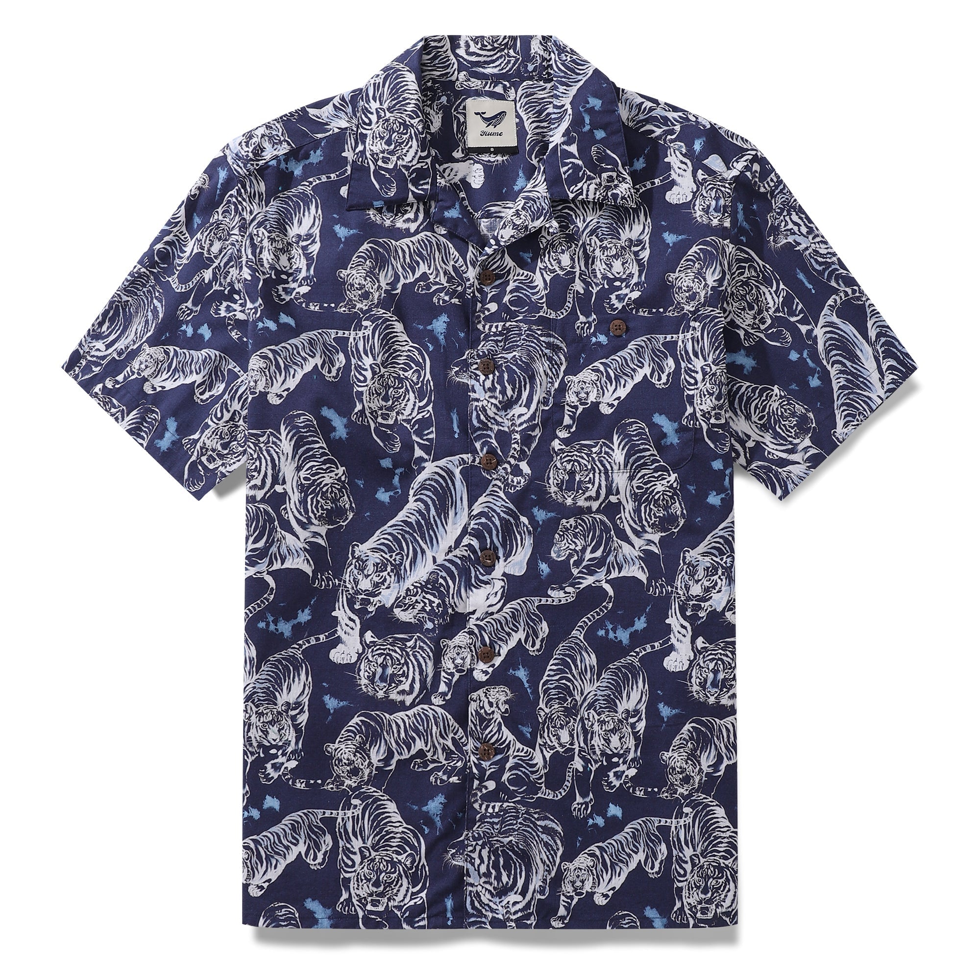 Hawaiian Shirt For Men Tiger King Contest Print Shirt Camp Collar 100% Cotton By Sherry