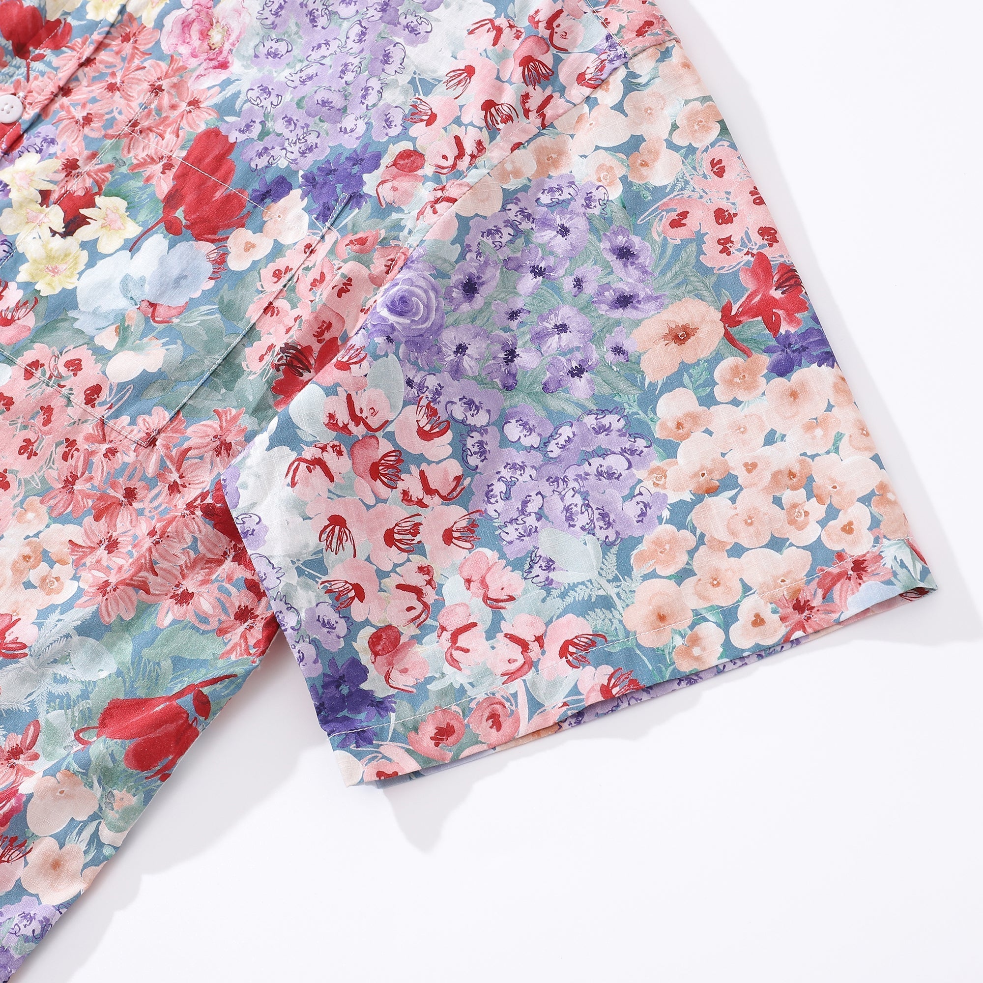 Men's Hawaiian Shirt Flower Bed Print Cotton Button-down Short Sleeve Aloha Shirt By Amy