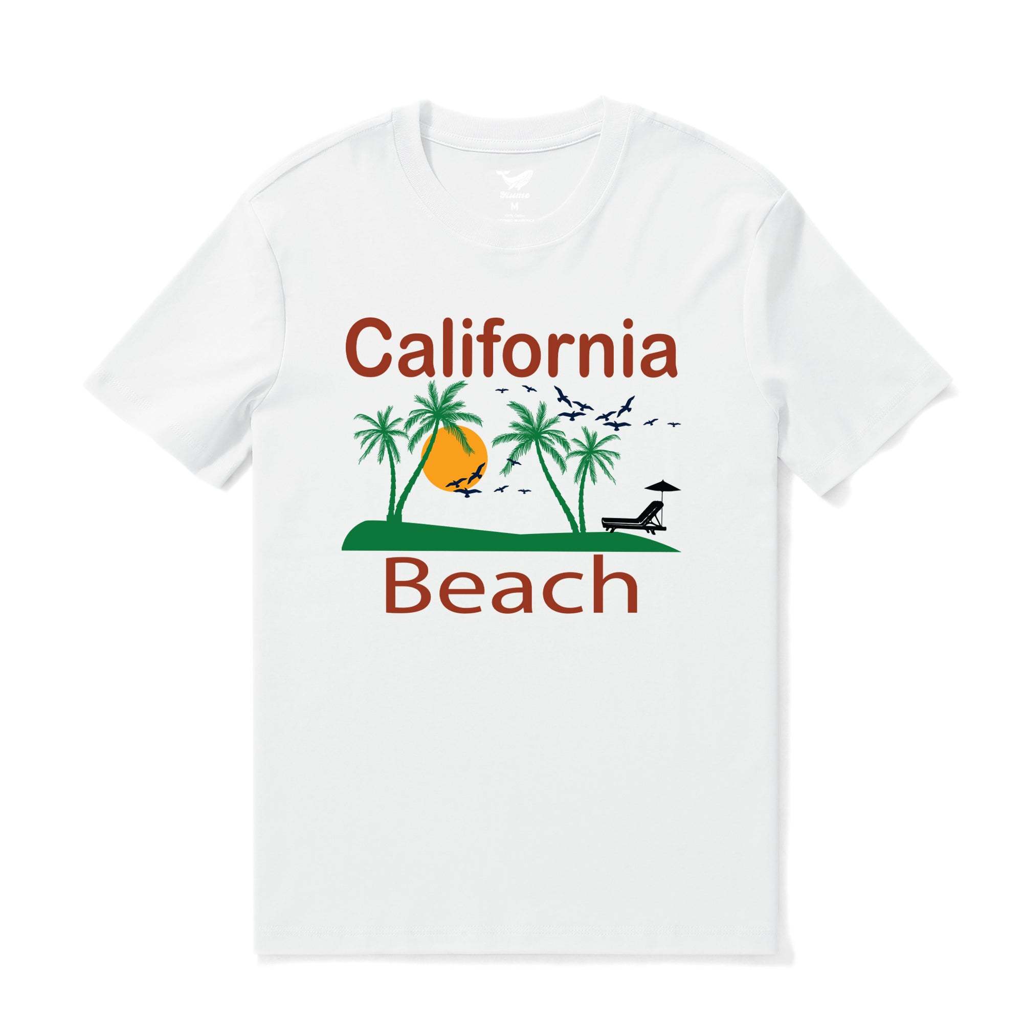 Hawaiian Tee For Men California Beach Tee Crew Neck 100% Cotton - WIHTE By Shawn