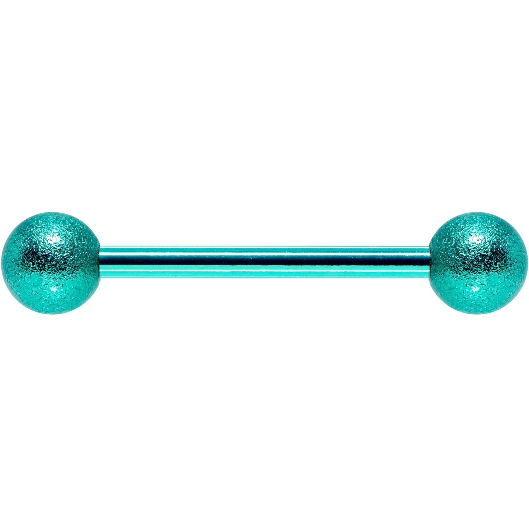 14G 5/8 Green Color PVD Sandblasted Barbell Tongue Ring