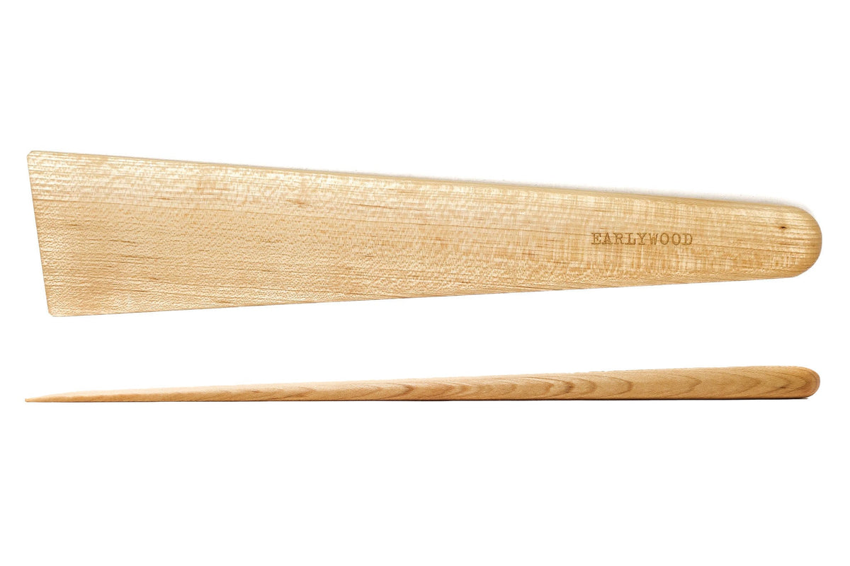 Earlywood Big Tera Scraper in hard maple wood for cast iron care