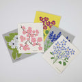 Three Bluebirds Swedish dishcloth 3-pack with botanical floral motifs