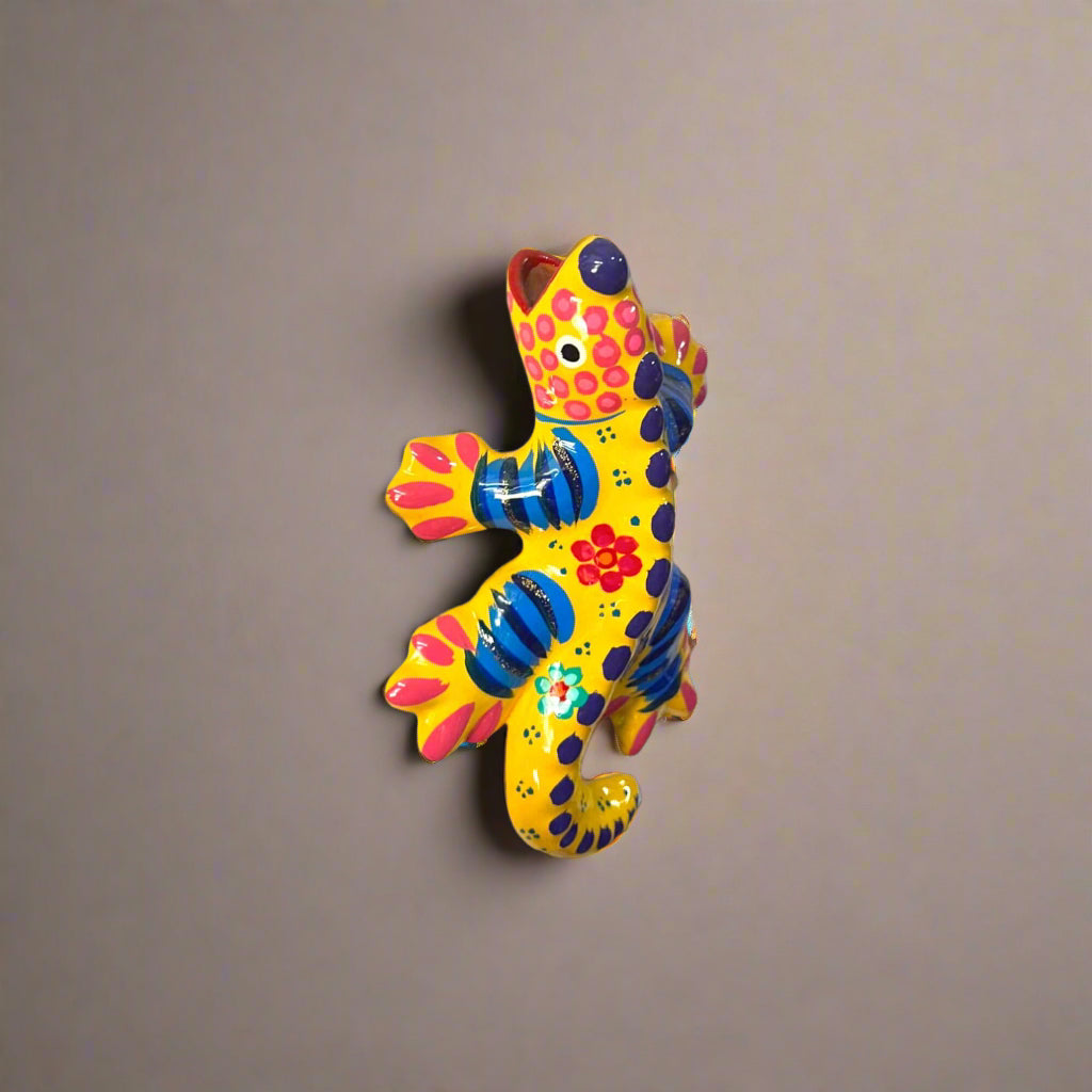 Guerrero Iguana Figurine | Colorful Hand-Painted Mexican Folk Art