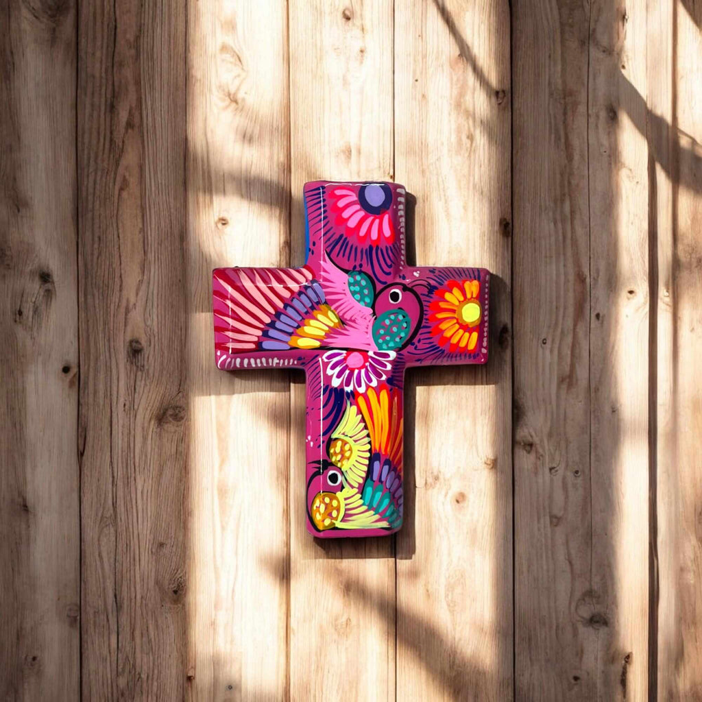 Guerrero Hand-Painted Cross Wall Art | Colorful Mexican Decor
