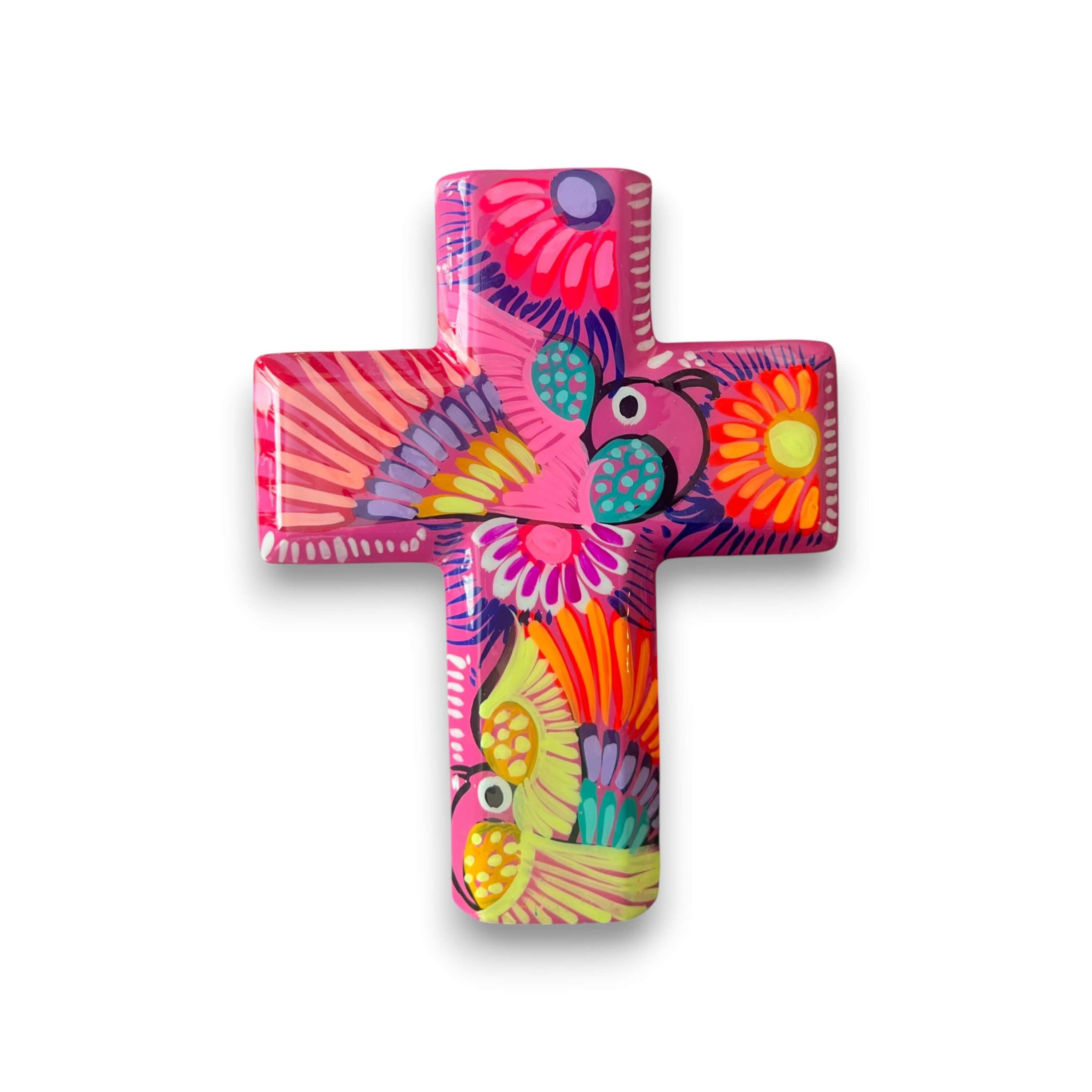 Guerrero Hand-Painted Cross Wall Art | Colorful Mexican Decor
