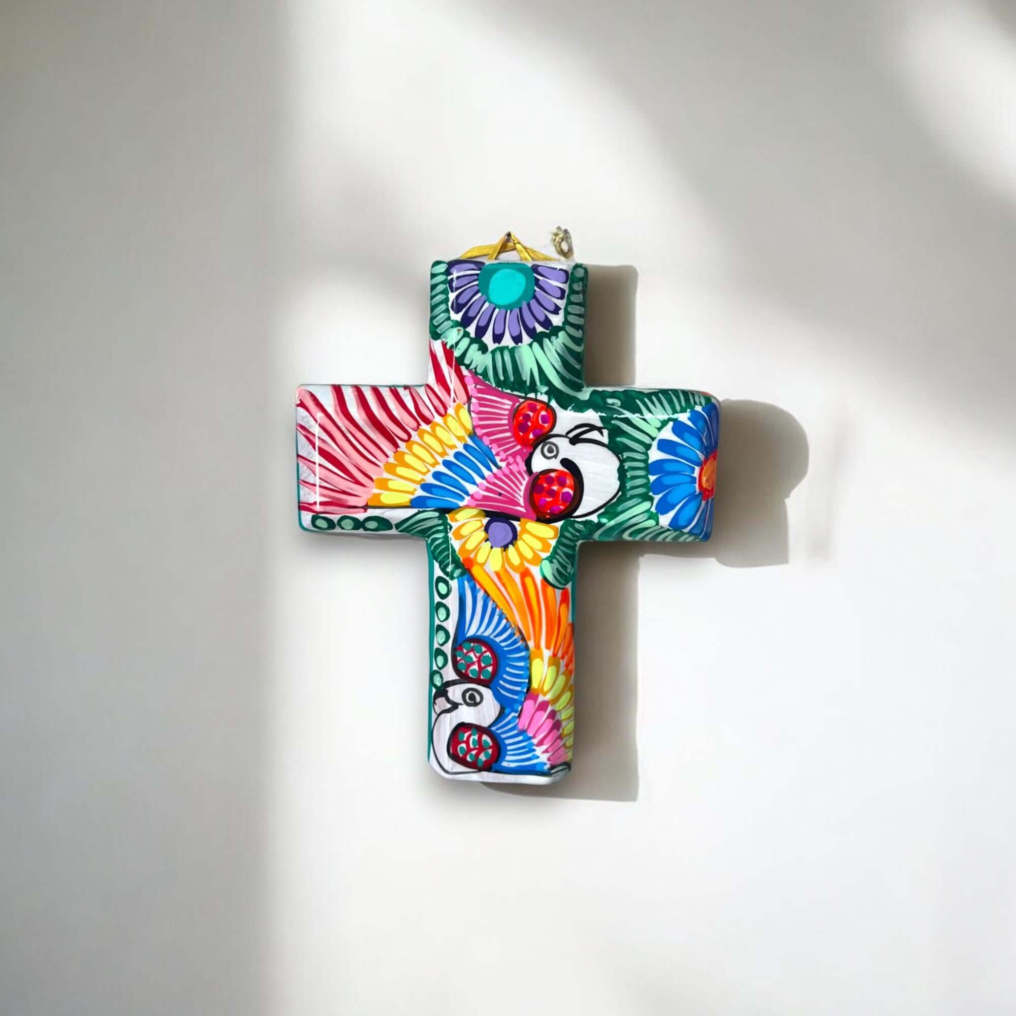 Guerrero Hand-Painted Cross Wall Art | Colorful Mexican Decor