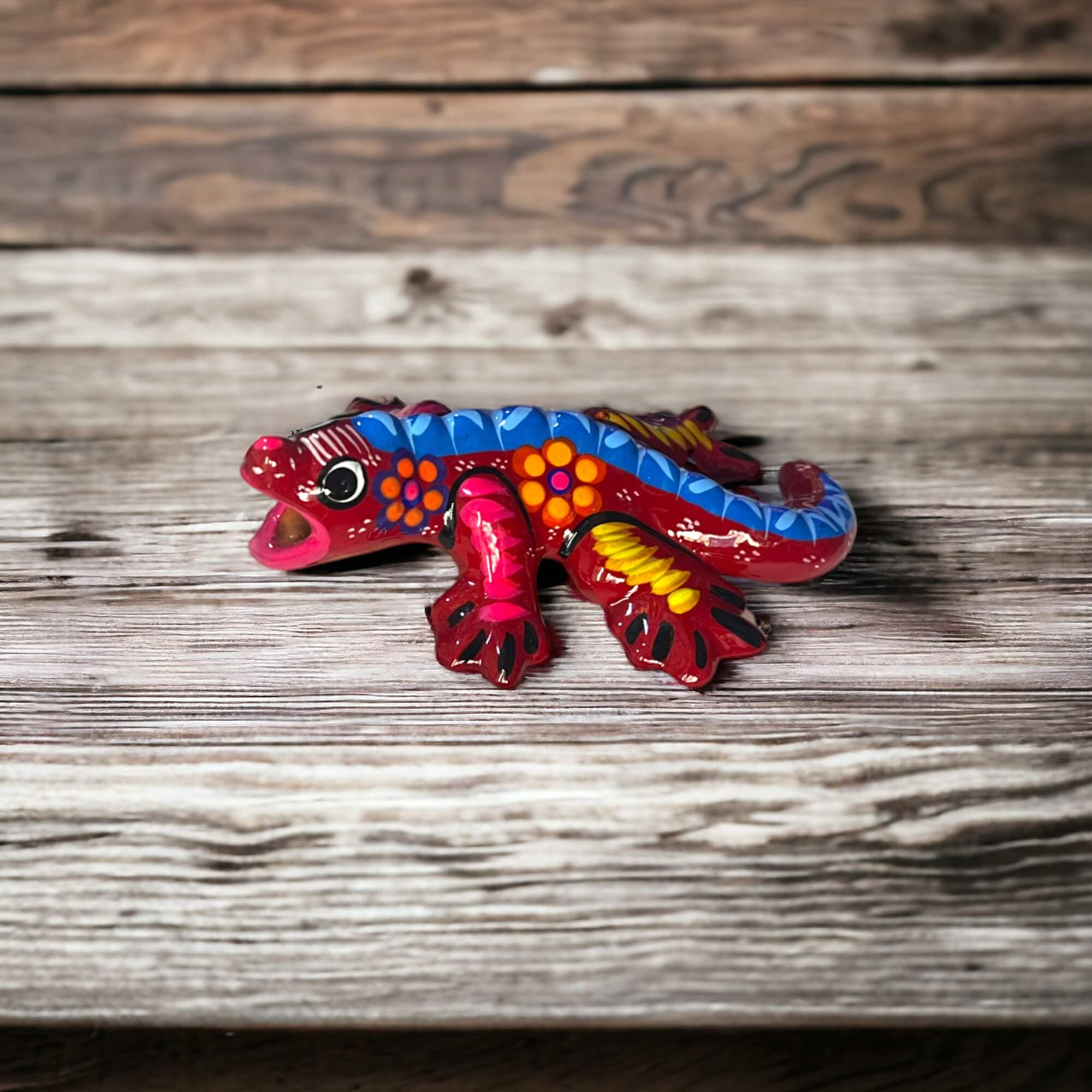 Guerrero Iguana Figurine | Colorful Hand-Painted Mexican Folk Art