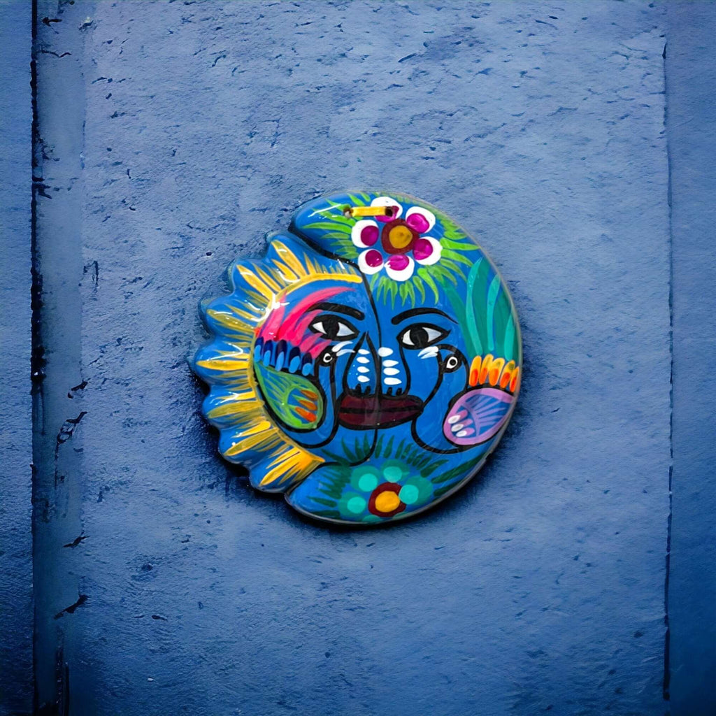 Guerrero Sun Moon Wall Art | Hand-Painted Mexican Eclipse Decor