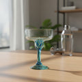 Hand-Blown Mexican Margarita Glass | Blue Green Confetti