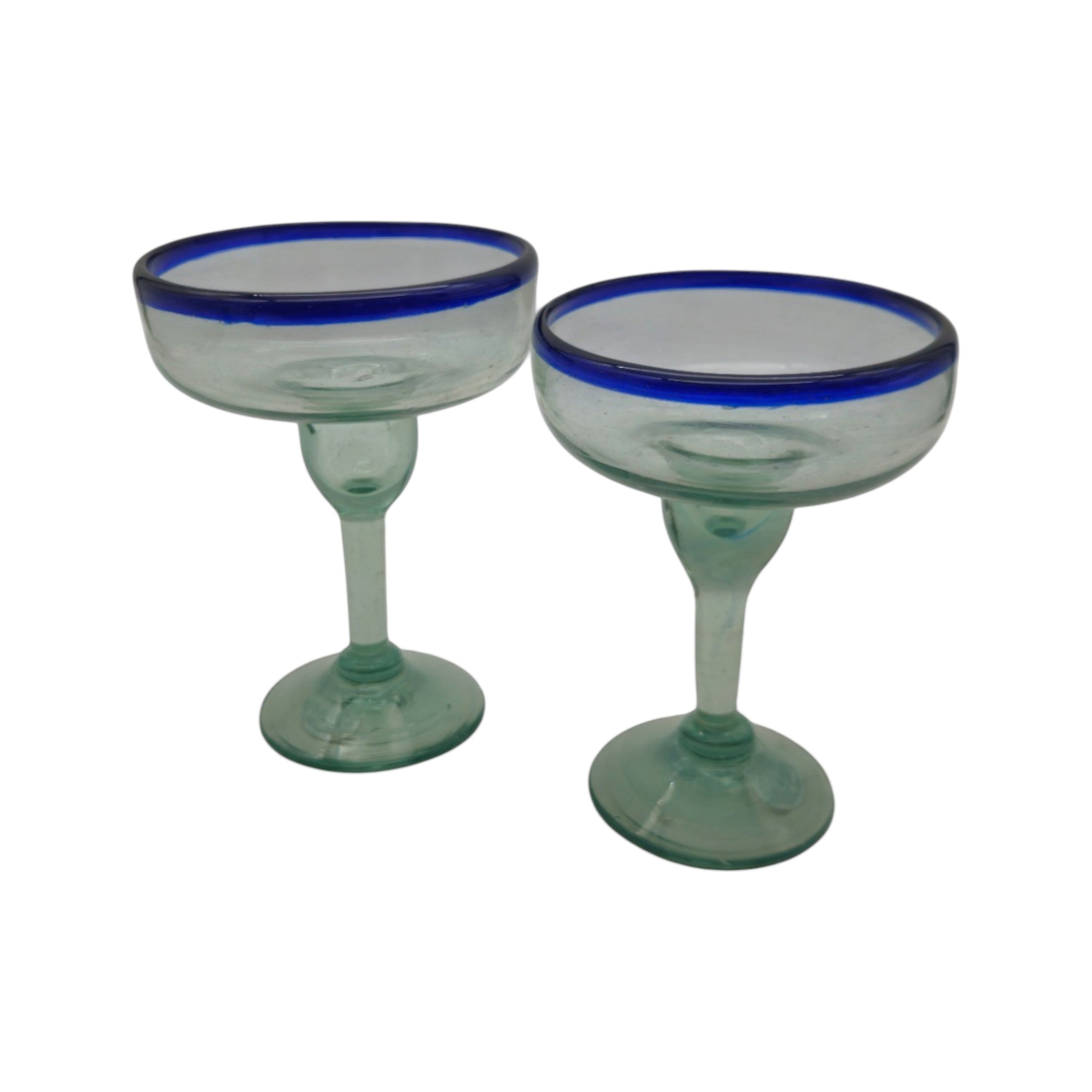 Hand-Blown Mexican Margarita Glass | Classic Cobalt Rim