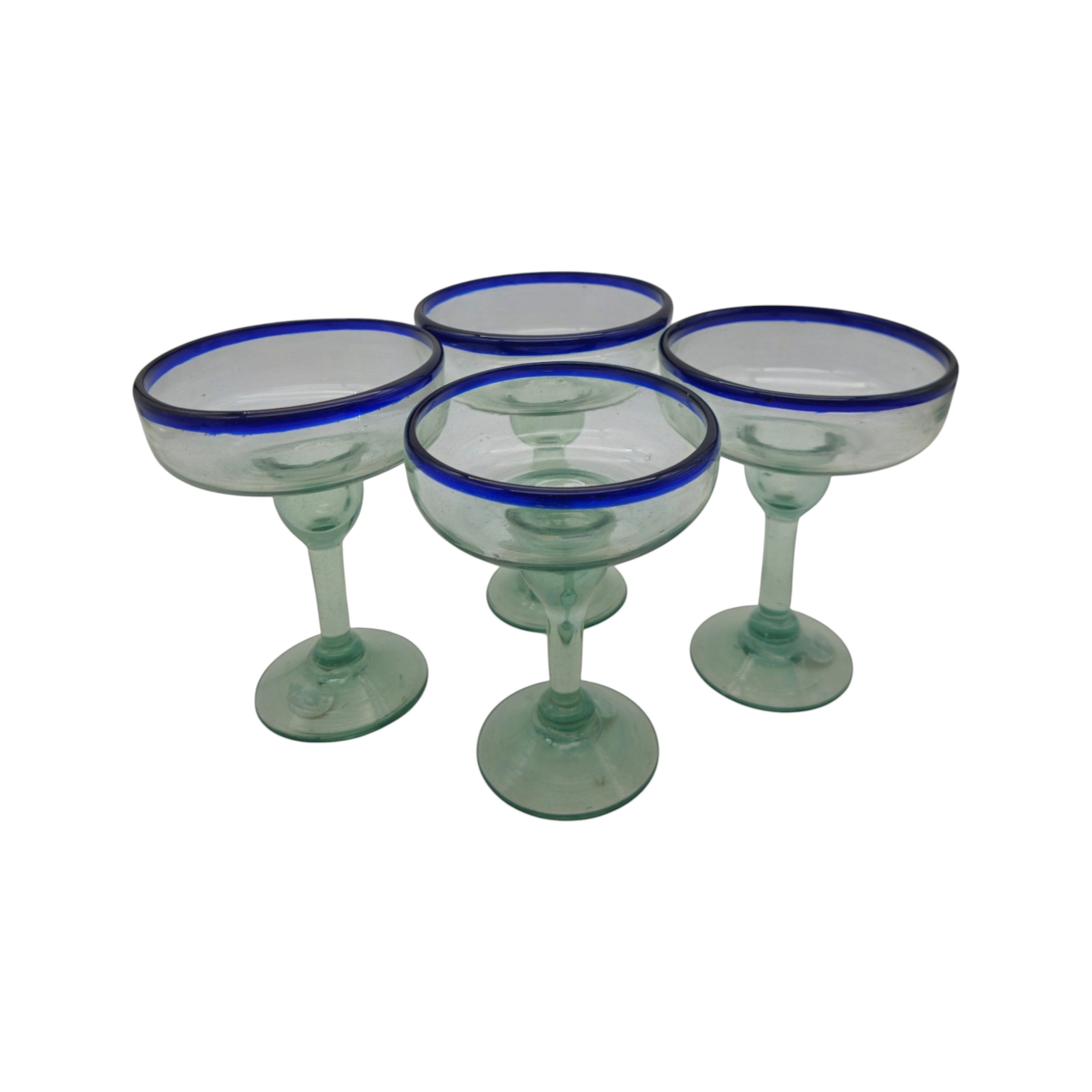 Hand-Blown Mexican Margarita Glass | Classic Cobalt Rim