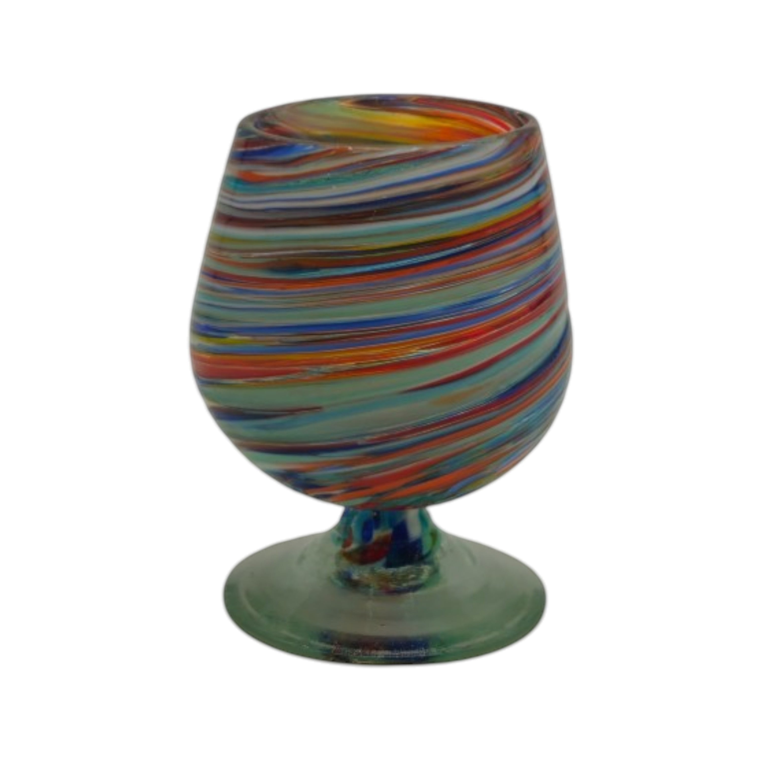 Hand-Blown Mexican Shot Glass | Confetti Swirl Cognac Design