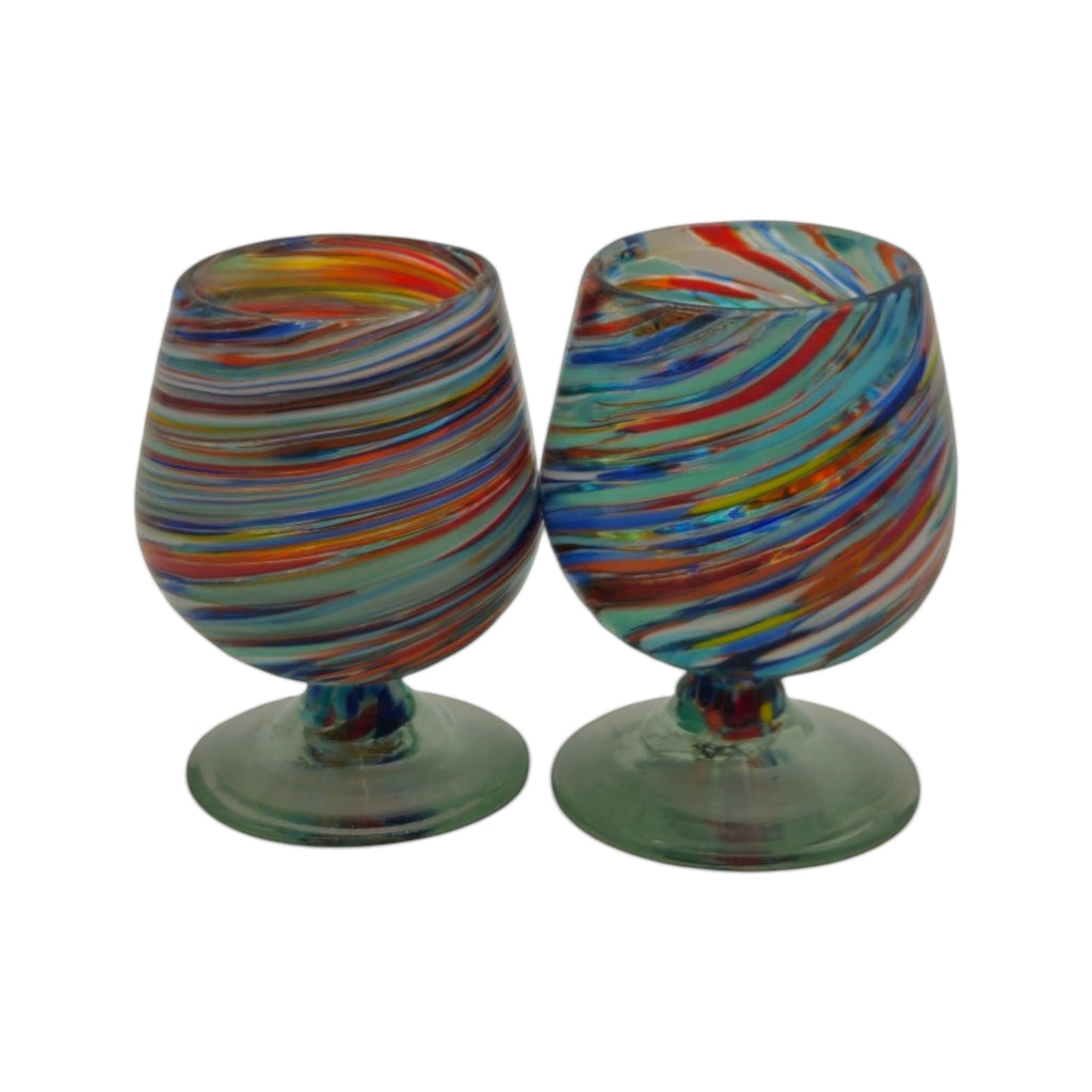 Hand-Blown Mexican Shot Glass | Confetti Swirl Cognac Design