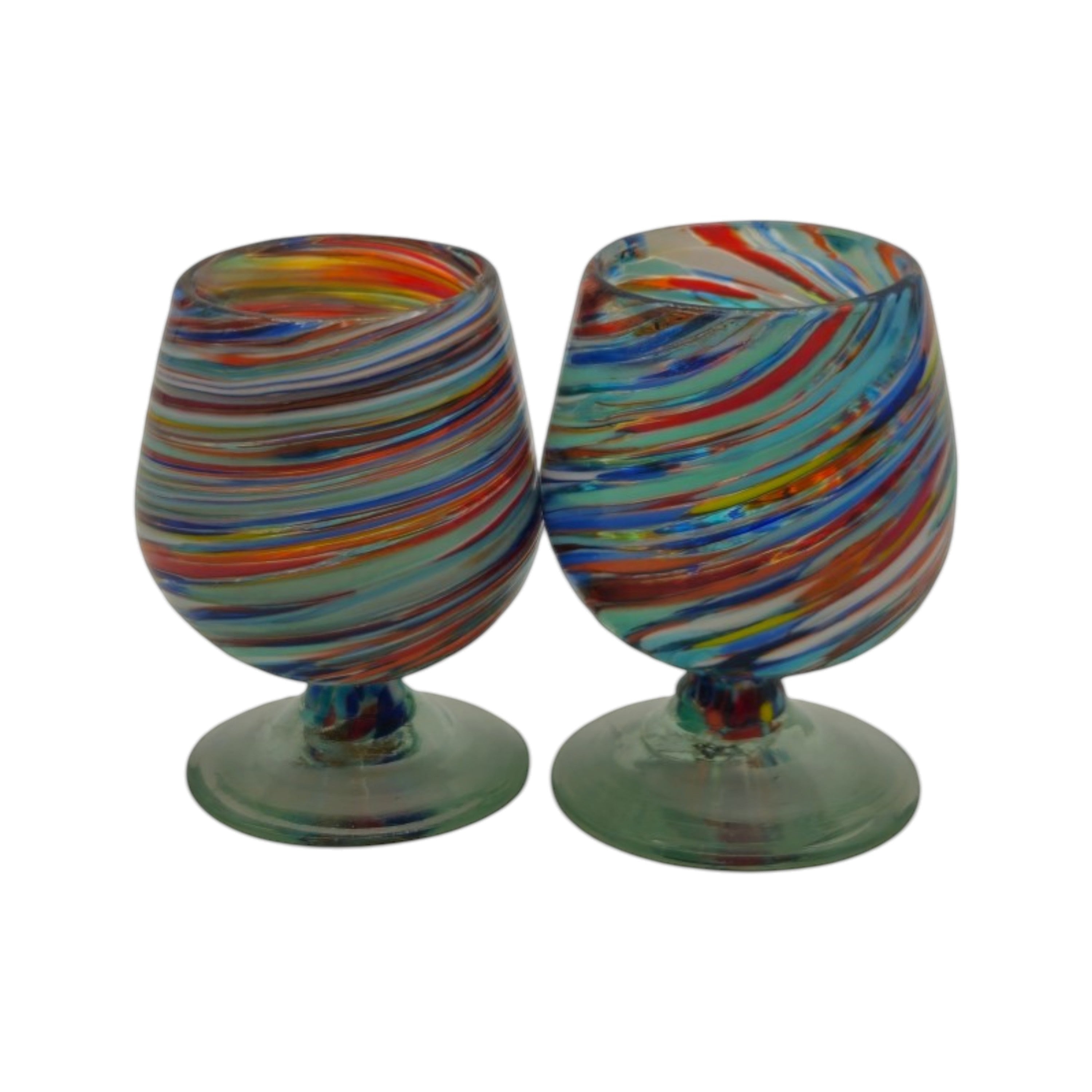 Hand-Blown Mexican Shot Glass | Confetti Swirl Cognac Design