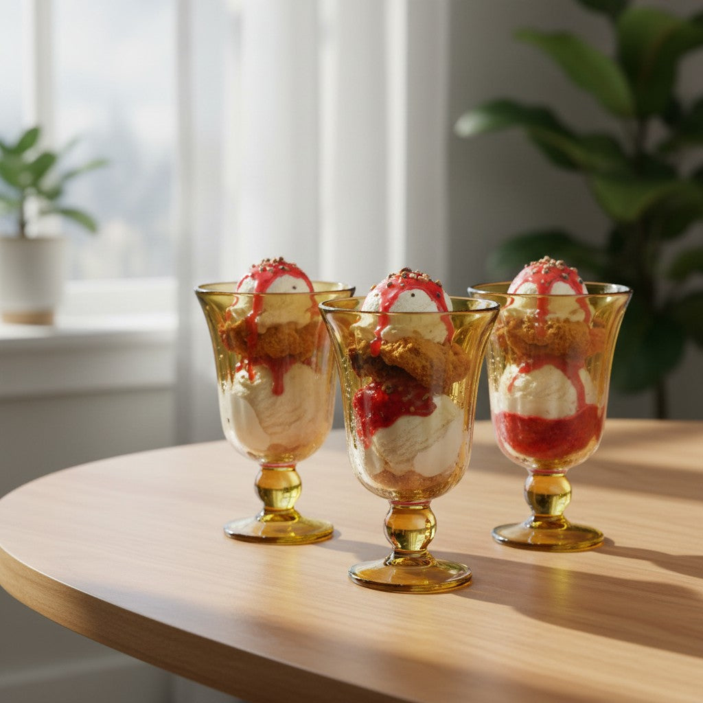 Hand-Blown Mexican Sundae Glass | Amber Rustic Design