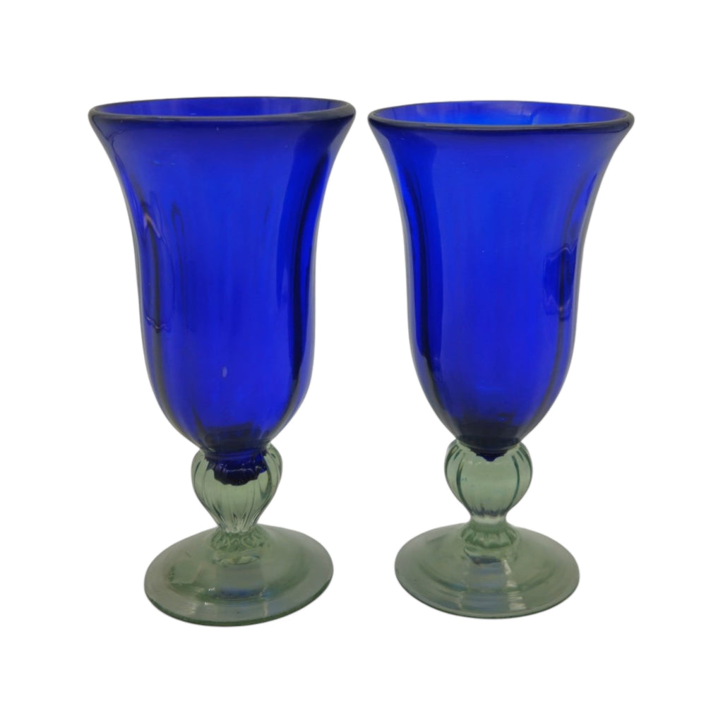 Hand-Blown Mexican Sundae Glass | Cobalt Blue Elegance