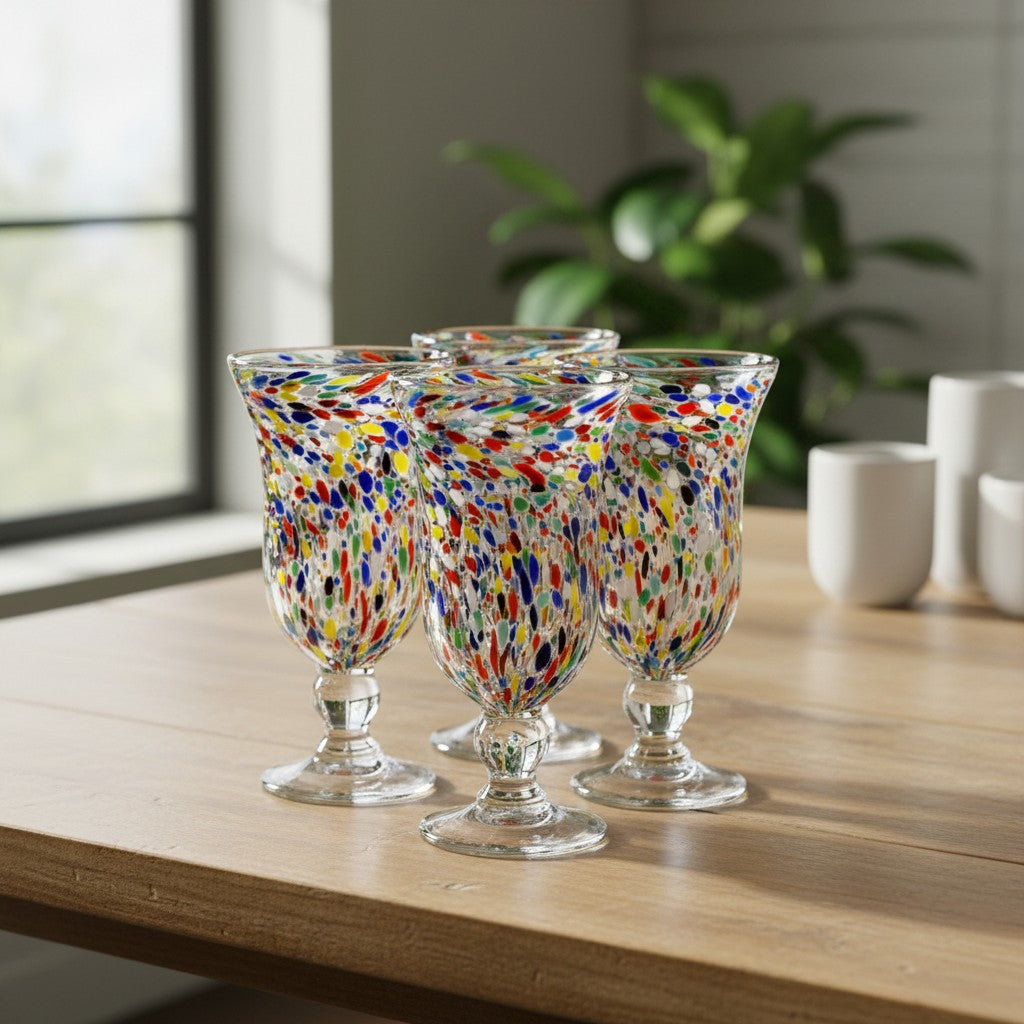 Hand-Blown Mexican Sundae Glass | Confetti Rock Design