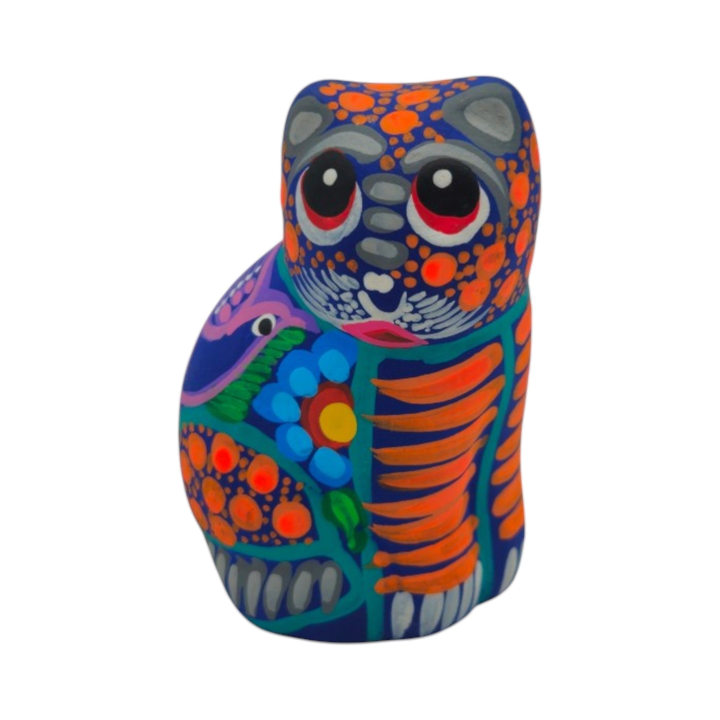 Alebrije Cat Figurine | Hand-Painted Mexican Folk Art