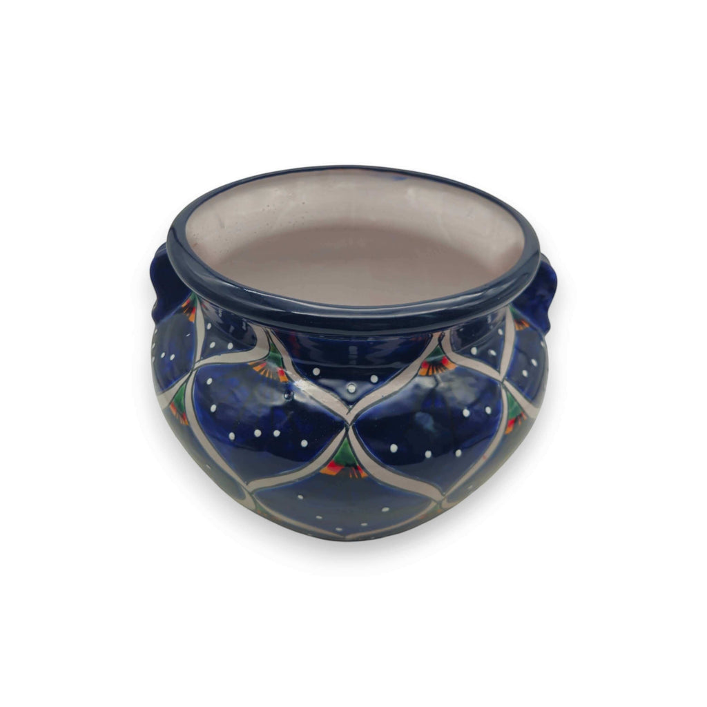 Blue Peacock Talavera Pot | Hand-Painted Mexican Ceramic