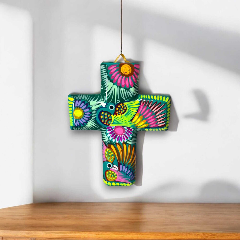 Guerrero Hand-Painted Cross Wall Art | Colorful Mexican Decor