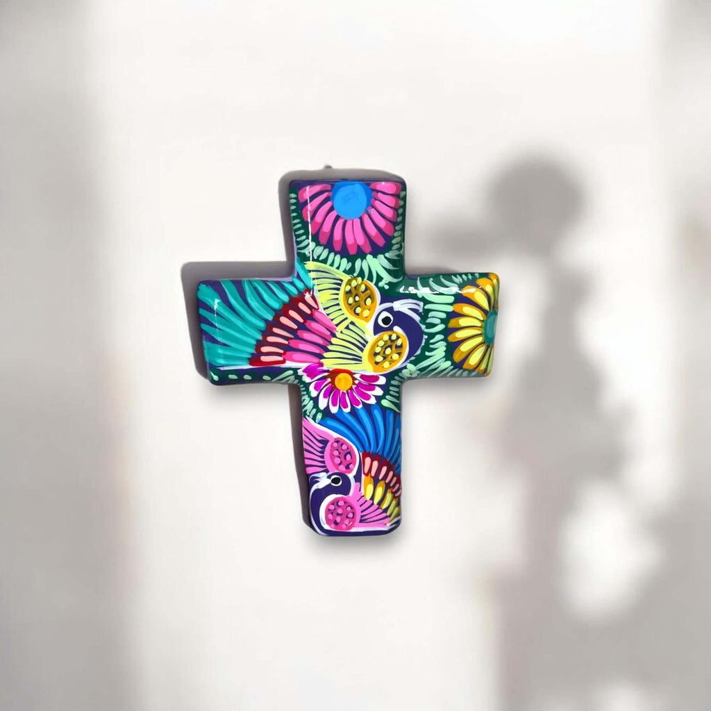 Guerrero Hand-Painted Cross Wall Art | Colorful Mexican Decor