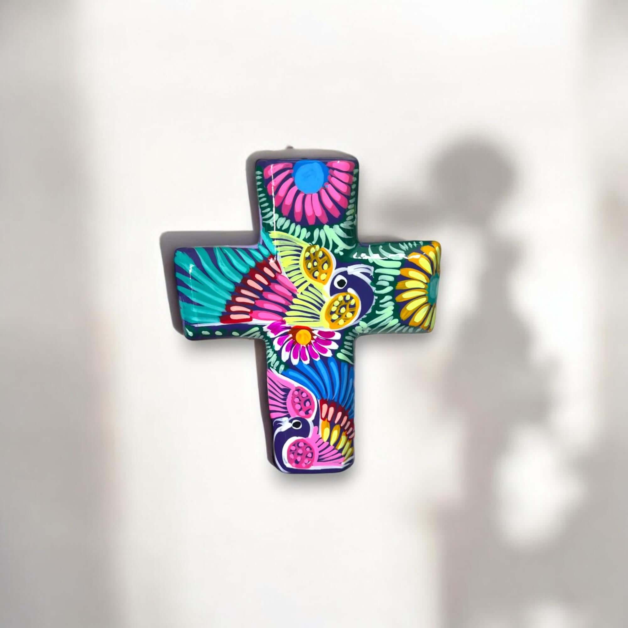 Guerrero Hand-Painted Cross Wall Art | Colorful Mexican Decor