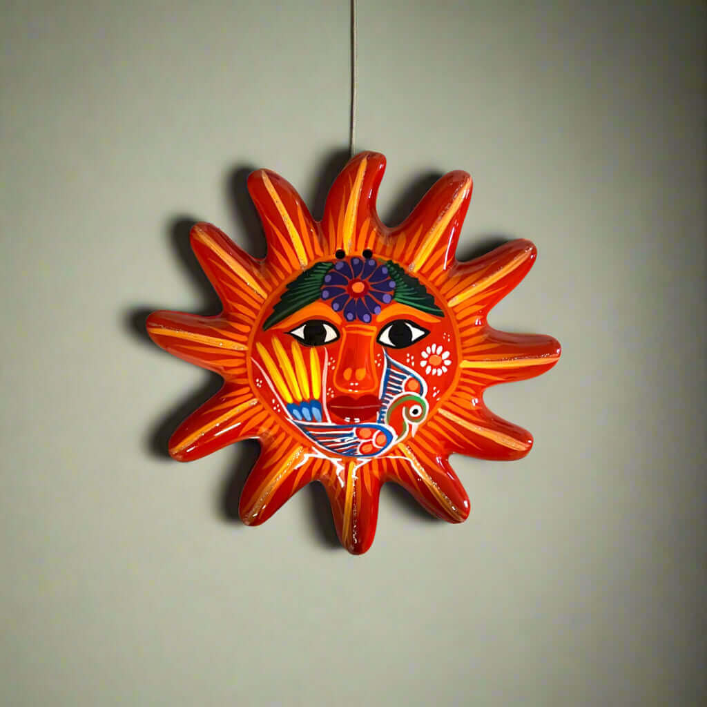 Hand-Painted Guerrero Sun Wall Art | Mexican Folk Decor