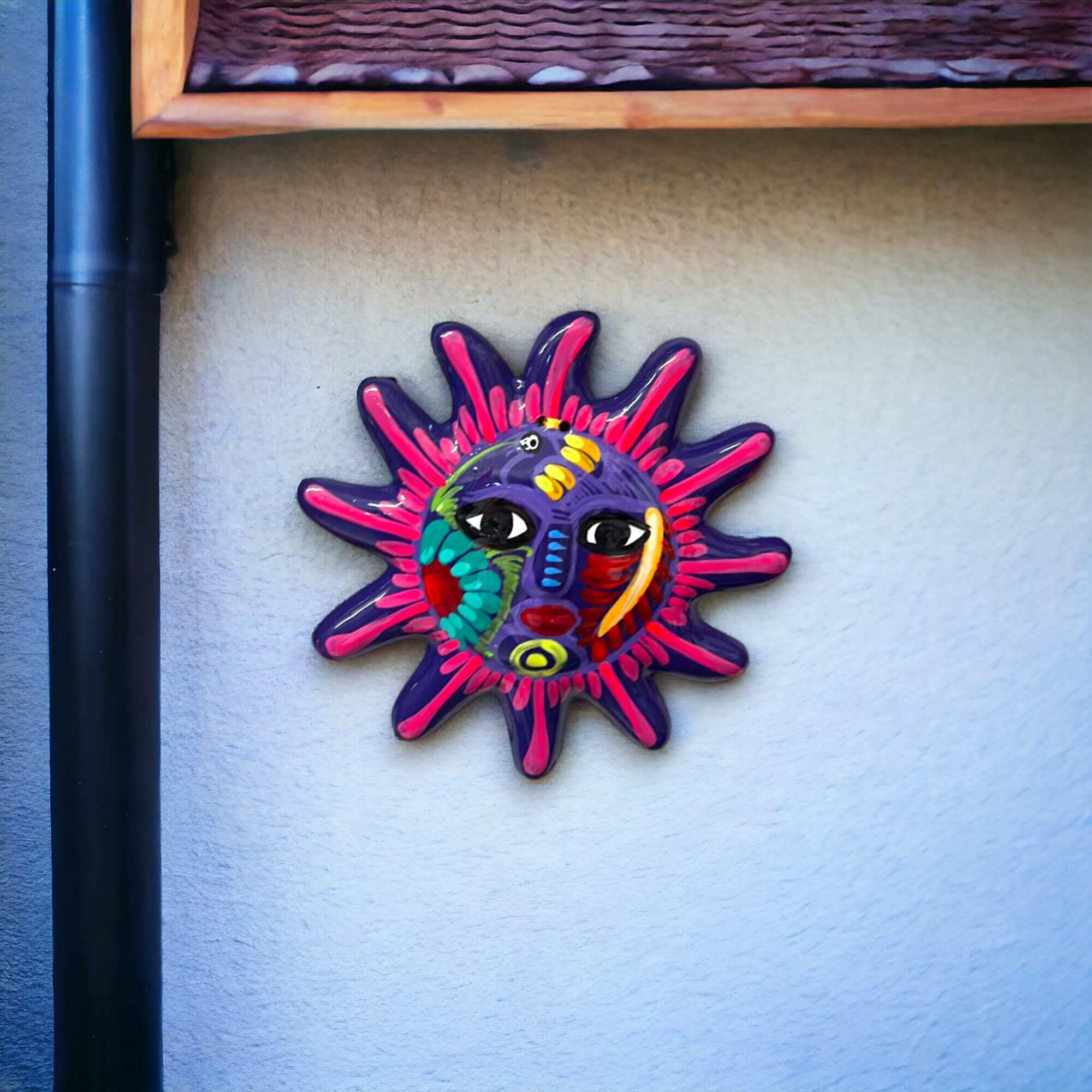 Hand-Painted Guerrero Sun Wall Art | Mexican Folk Decor