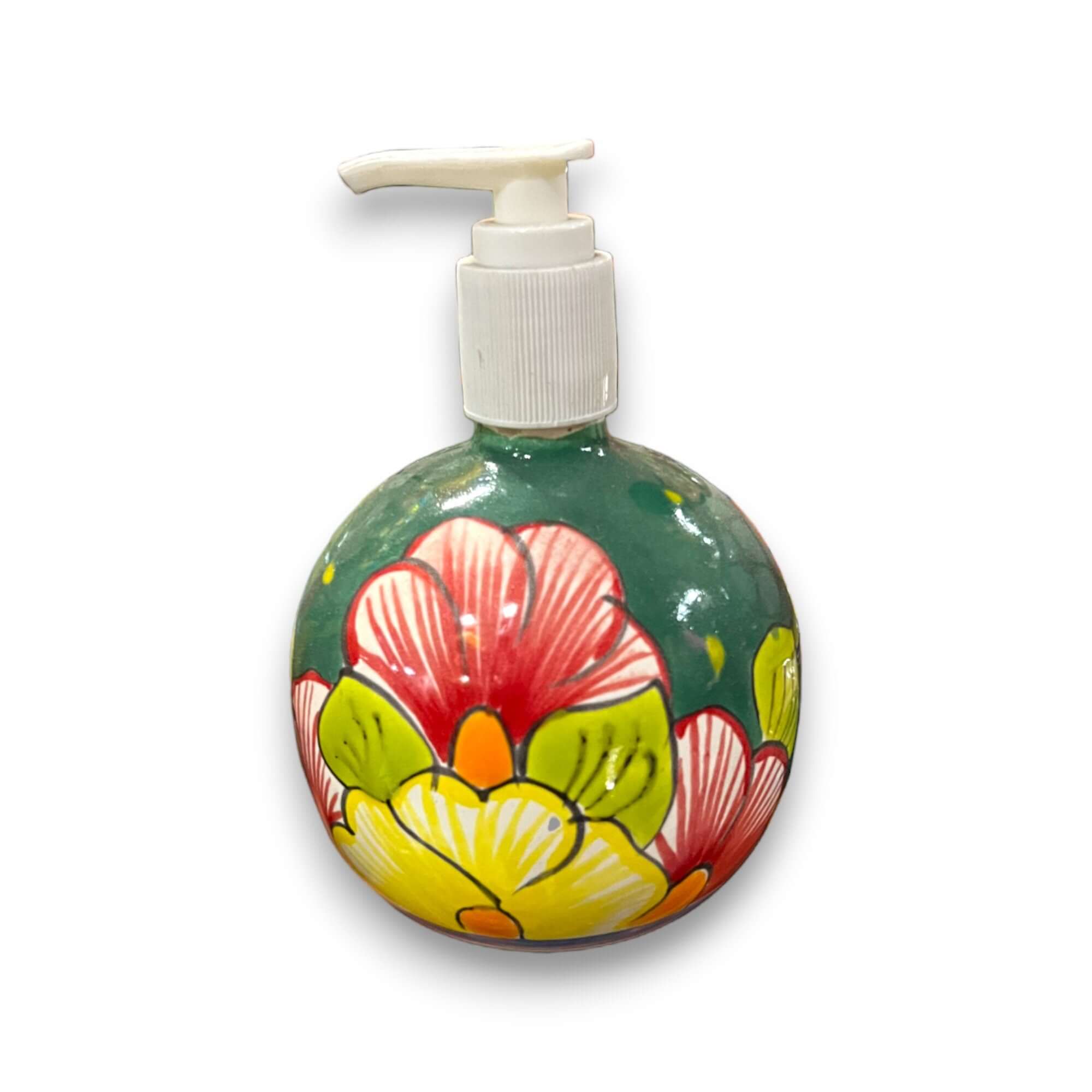 Round Talavera Soap Dispenser | Hand-Painted Ceramic Bottle