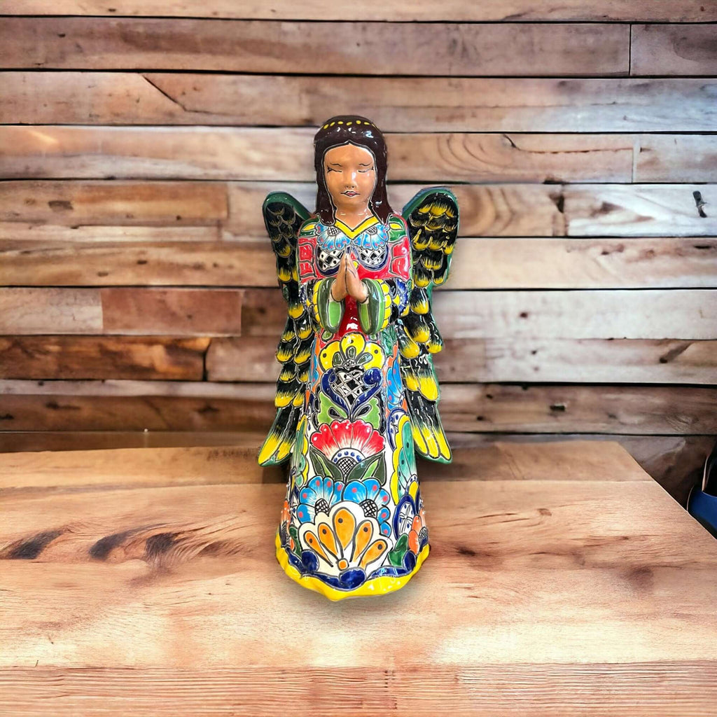 Talavera Angel Statue | Hand-Painted Mexican Ceramic Figurine