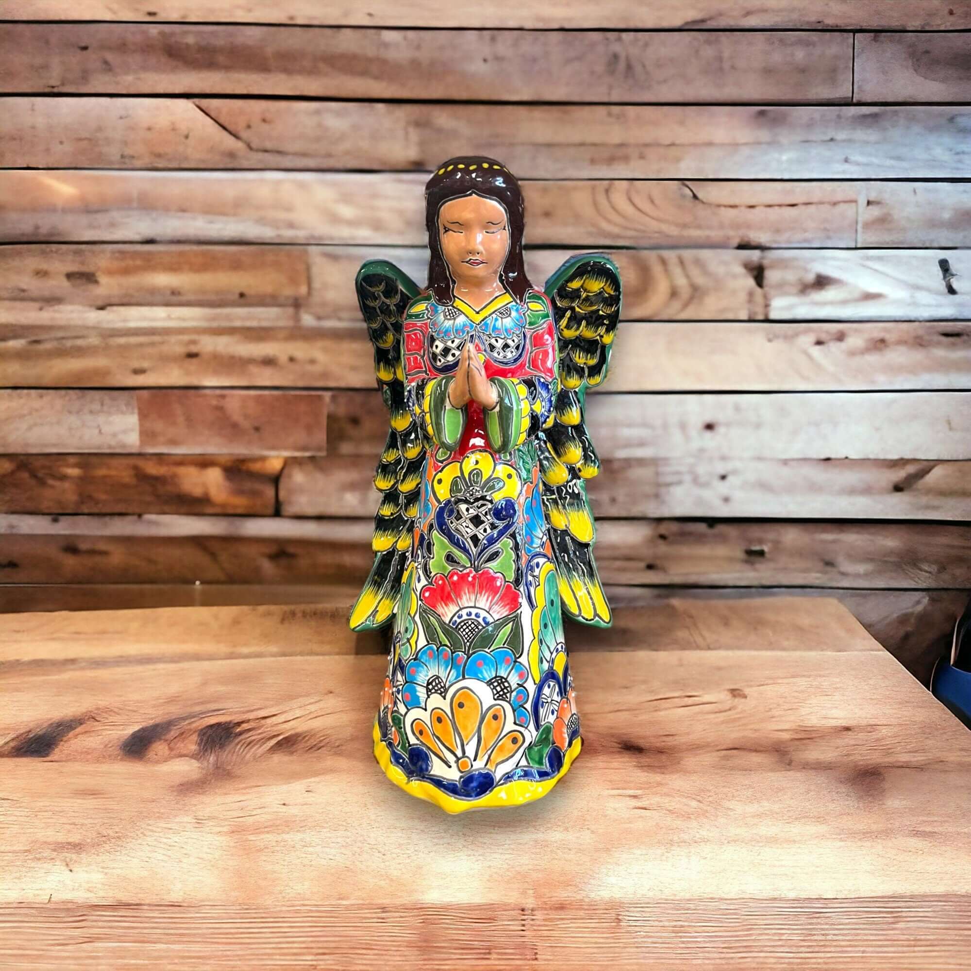 Talavera Angel Statue | Hand-Painted Mexican Ceramic Figurine