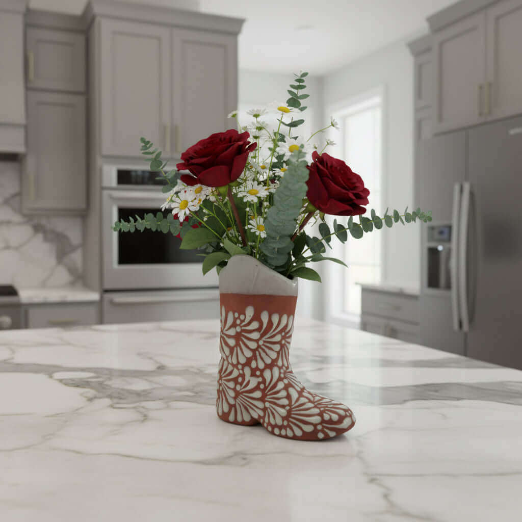 Talavera Boot Planter | Hand-Painted Mexican Pottery Accent