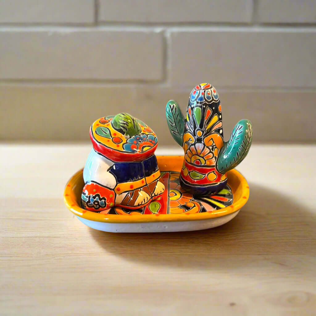 Talavera Salt and Pepper Shakers | Cactus & Panchito Design