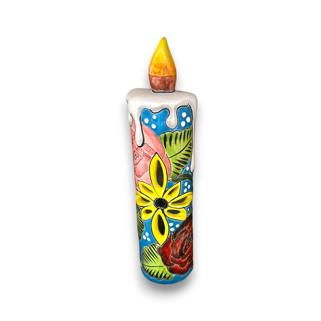 Talavera Candle Figurine | Hand-Painted Decorative Mexican Ceramic Art