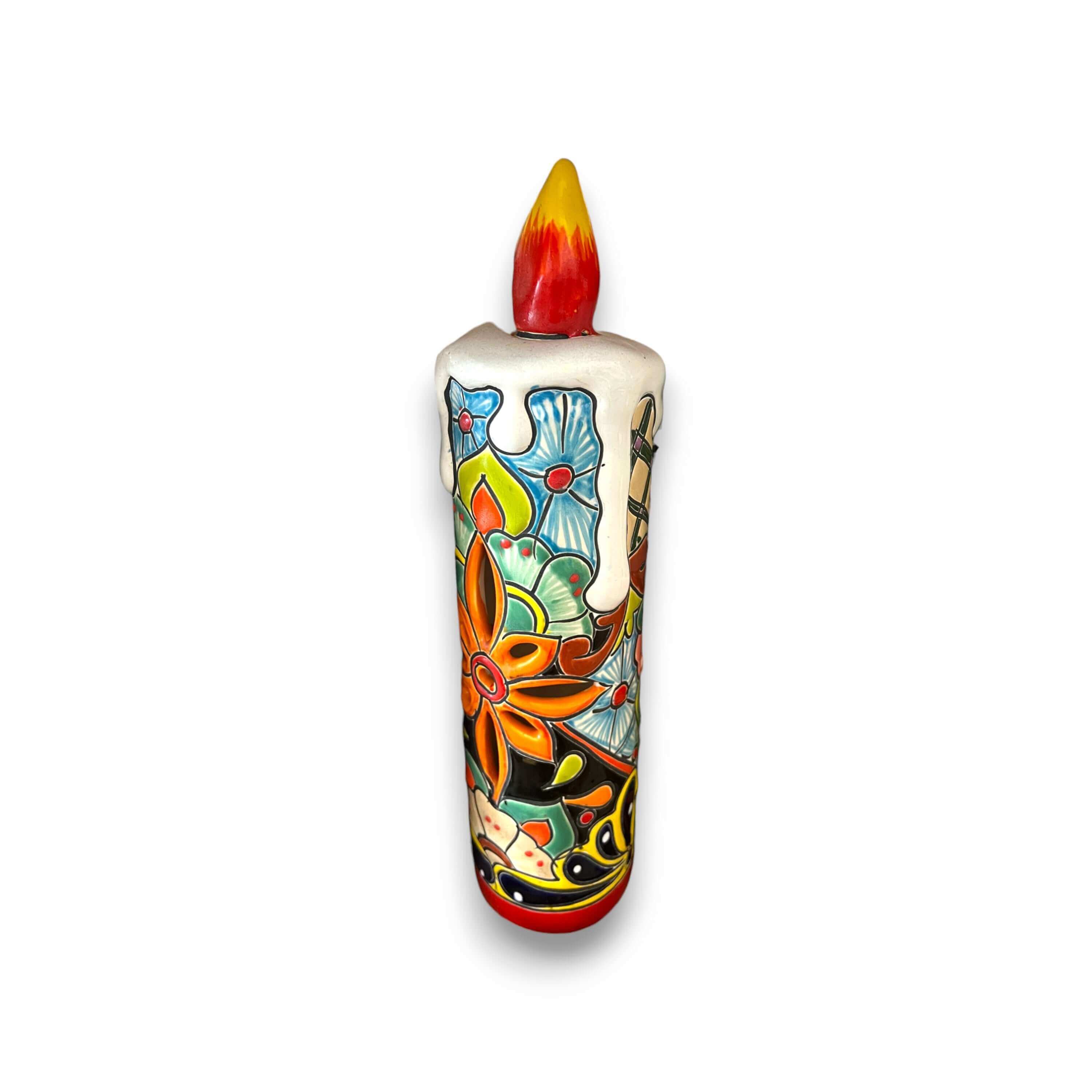 Talavera Candle Figurine | Hand-Painted Decorative Mexican Ceramic Art