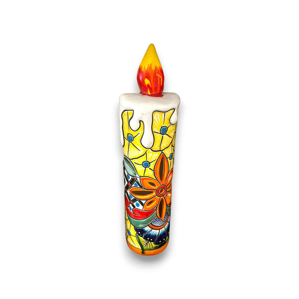 Talavera Candle Figurine | Hand-Painted Decorative Mexican Ceramic Art