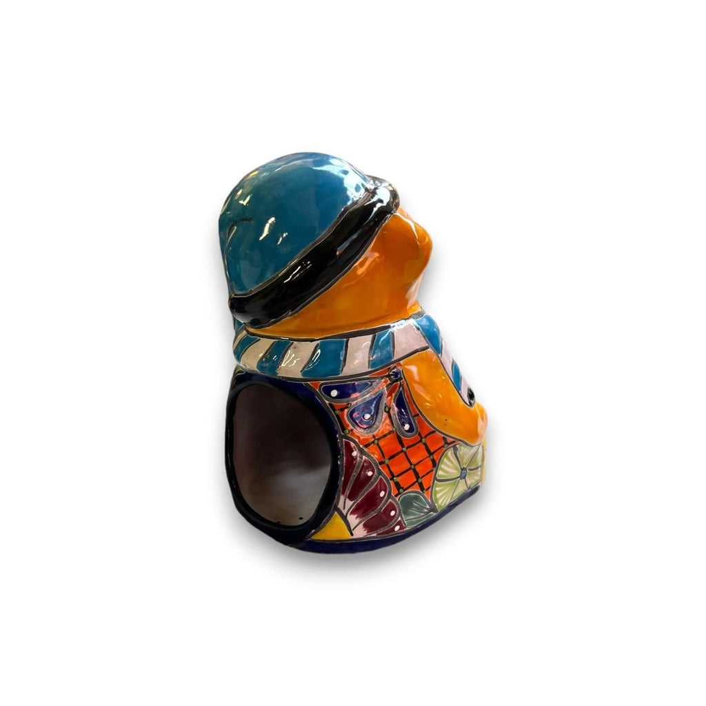 Hand-Painted Talavera Teddy Bear Statue | Festive Christmas Decor