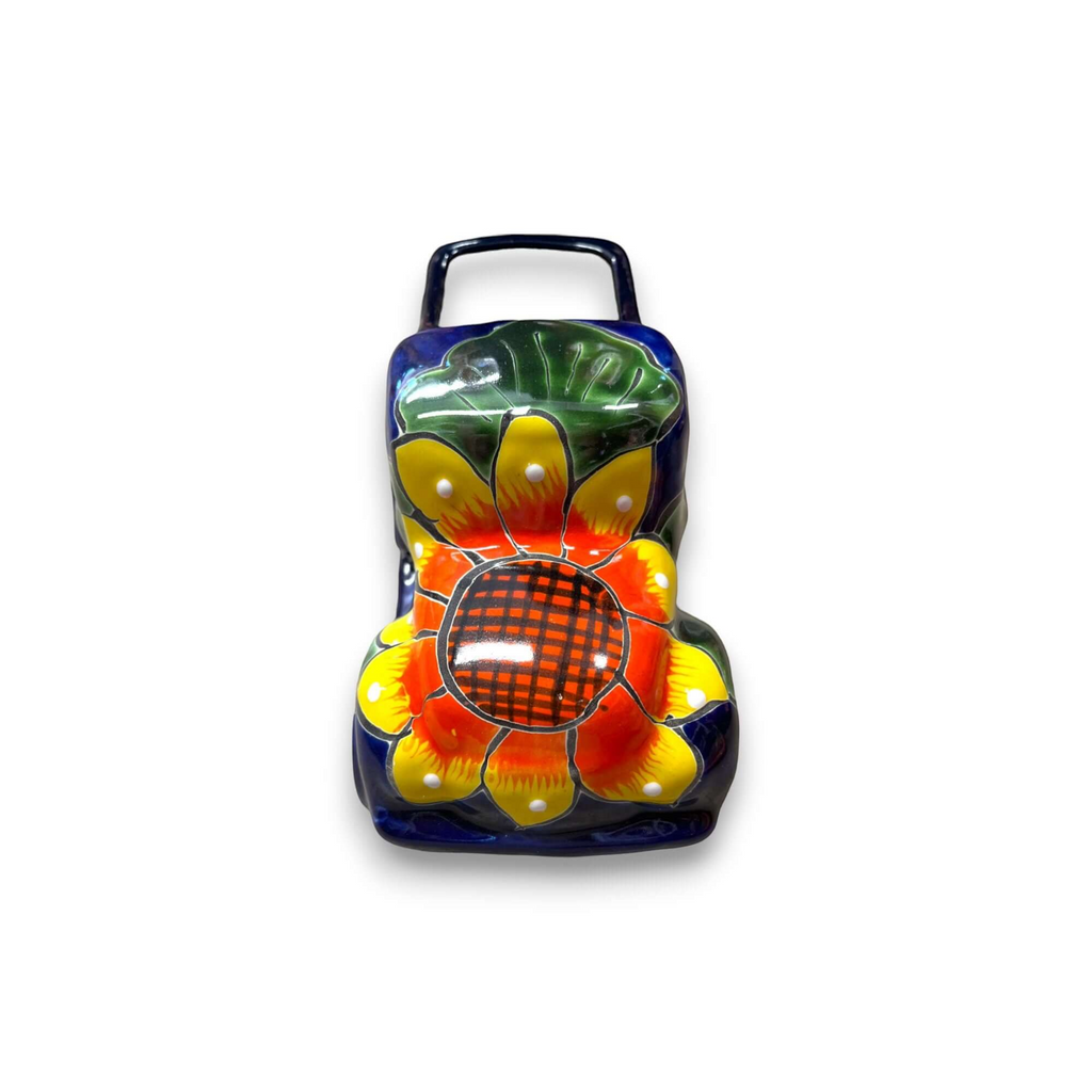 Hand-Painted Talavera Car Planter | Colorful Ceramic Car Statue