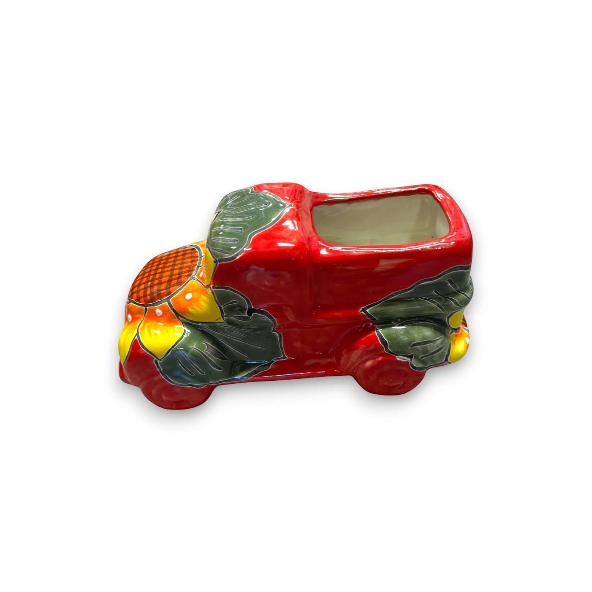 Hand-Painted Talavera Car Planter | Colorful Ceramic Car Statue