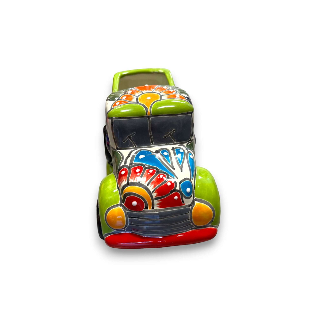 Hand-Painted Talavera Car Planter | Colorful Ceramic Car Statue