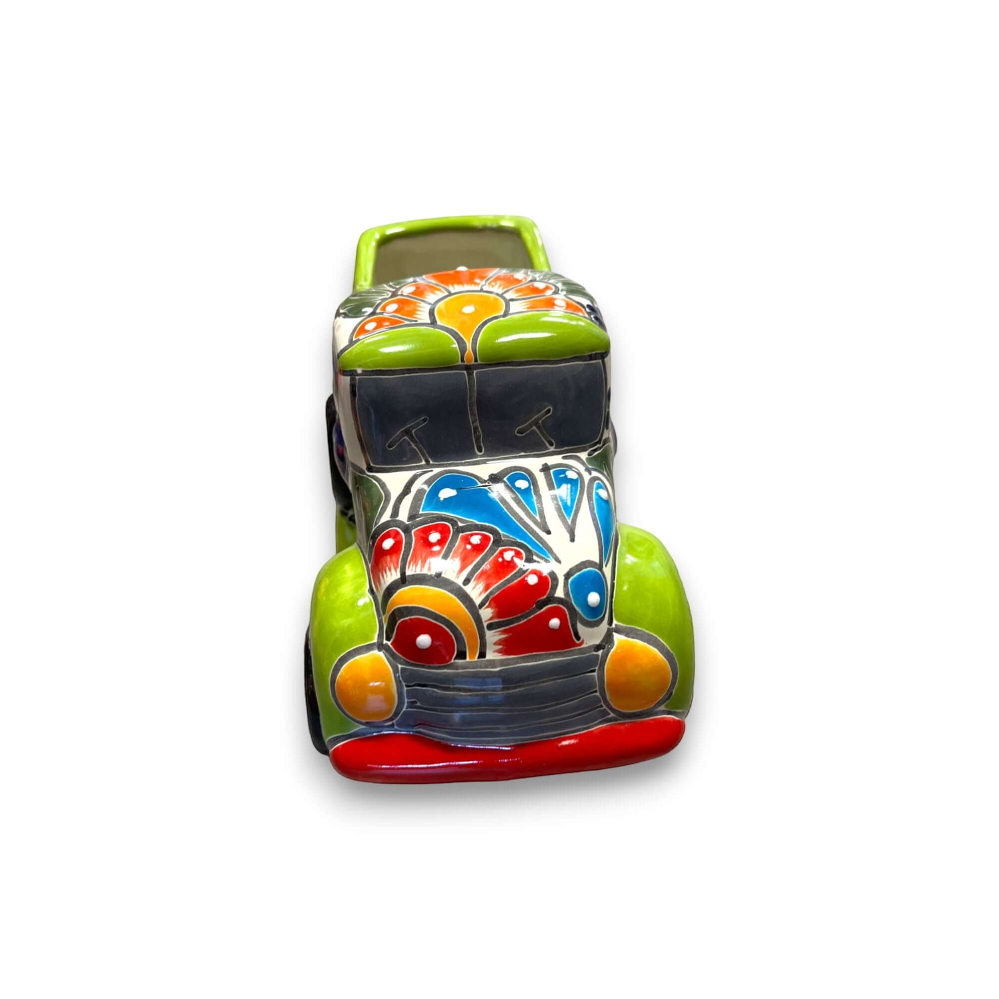 Hand-Painted Talavera Car Planter | Colorful Ceramic Car Statue