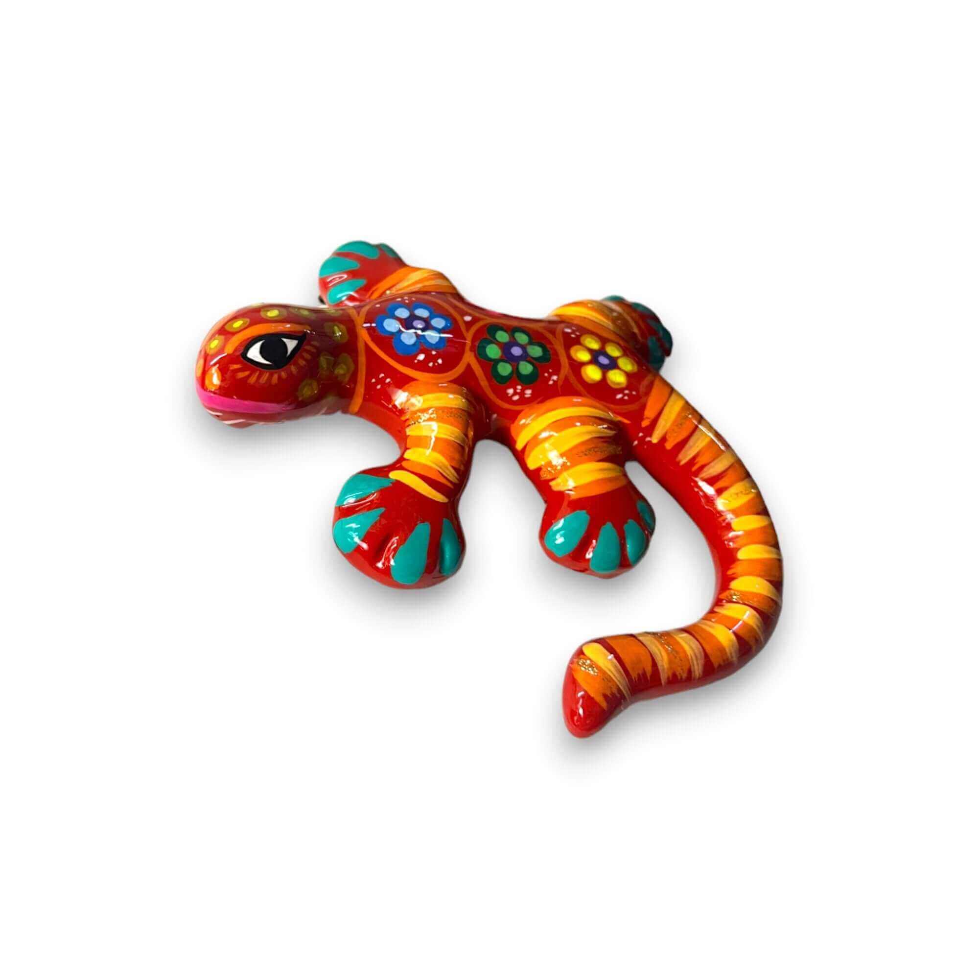Talavera Lizard Figurine | Colorful Guerrero Wall Art